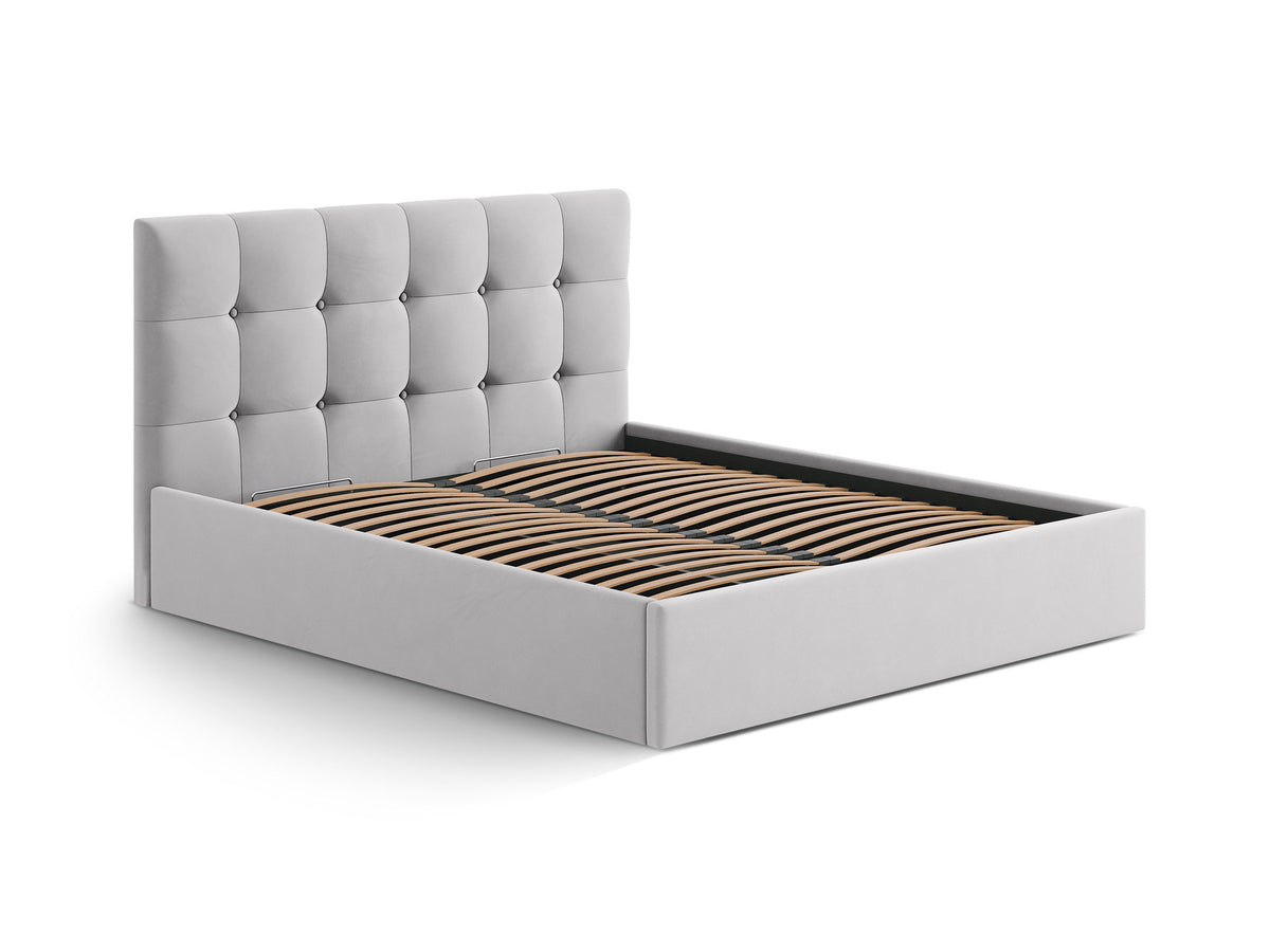 Susan Bett mit Stauraum 180cm in Silver-Bluvel präsentiert im Onlineshop von KAQTU Design AG. Bett ist von Micadoni