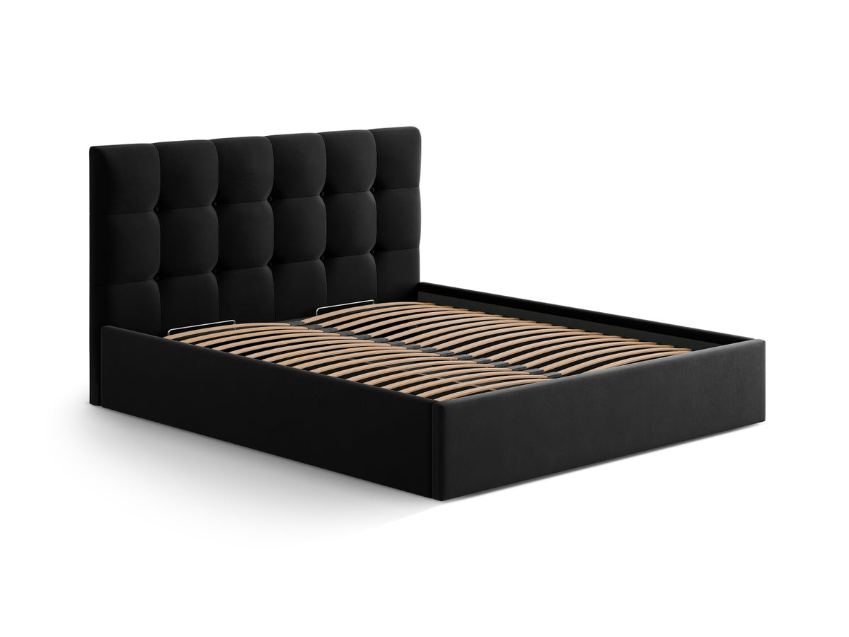 Susan Bett mit Stauraum 180cm in Black-Bluvel präsentiert im Onlineshop von KAQTU Design AG. Bett ist von Micadoni