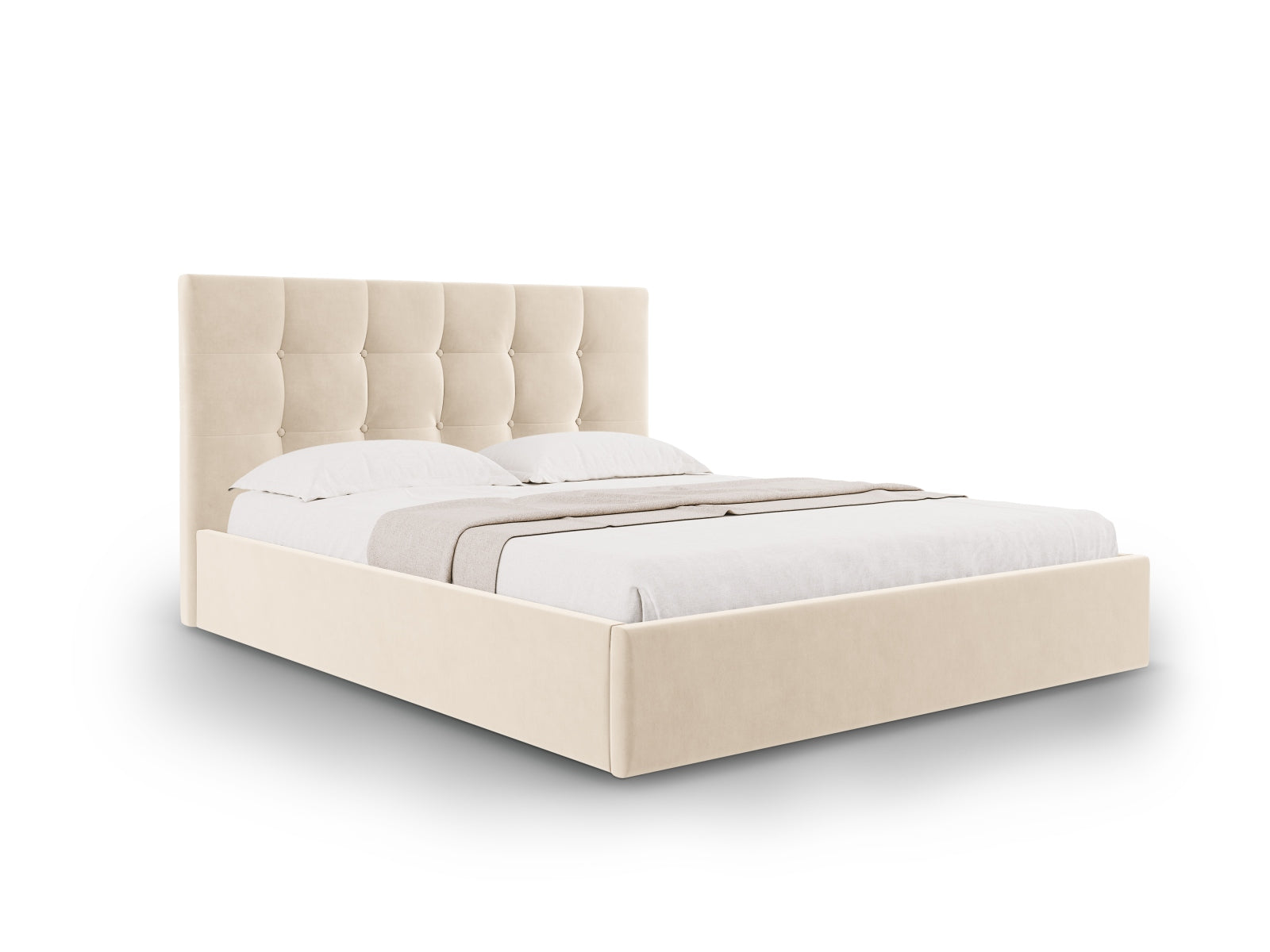 Phaedra Velour Bett mit Stauraum und Headboard  in Beige präsentiert im Onlineshop von KAQTU Design AG. Bett ist von Micadoni