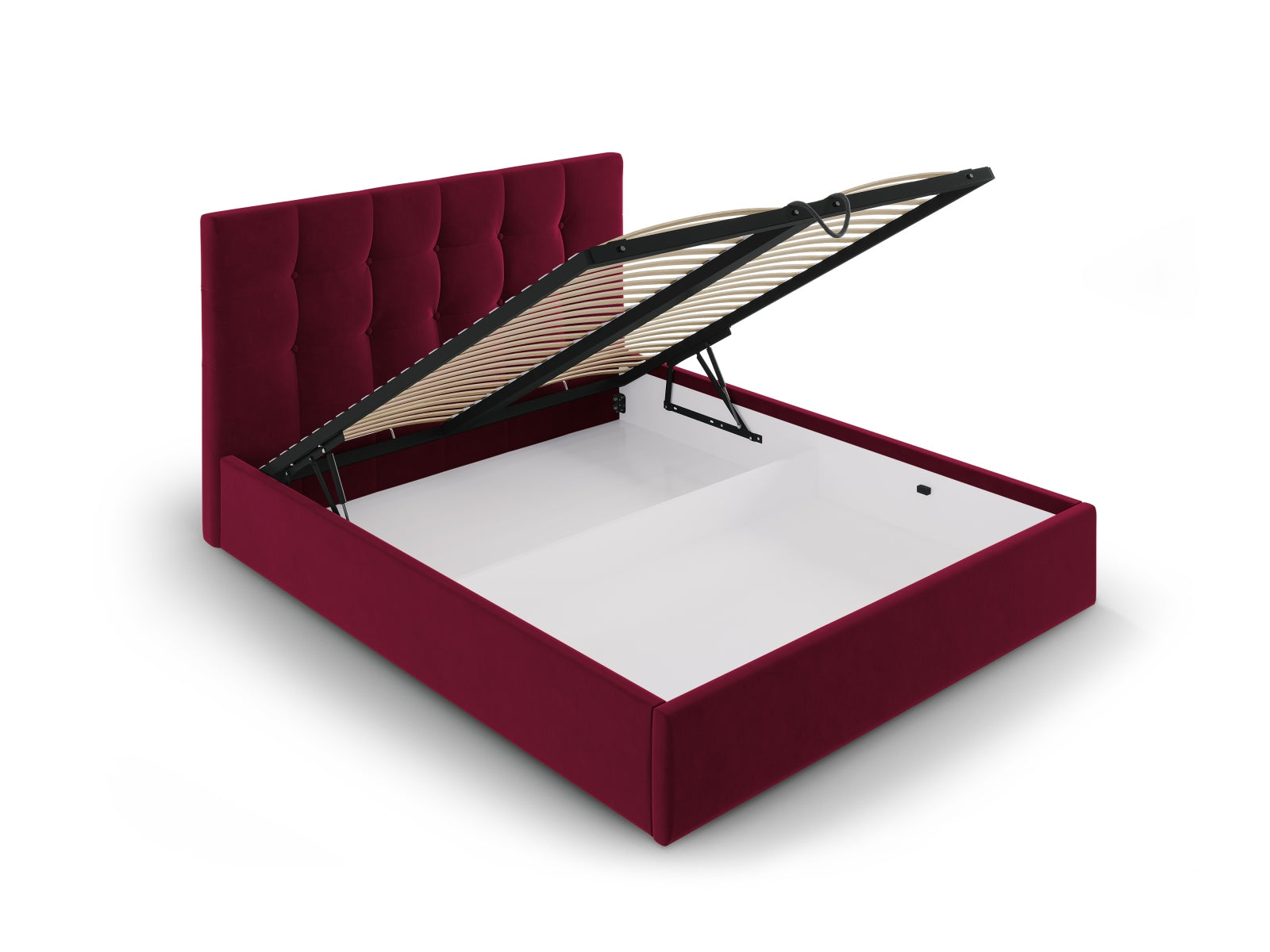 Phaedra Velour Bett mit Stauraum und Headboard  in Dark Red präsentiert im Onlineshop von KAQTU Design AG. Bett ist von Micadoni