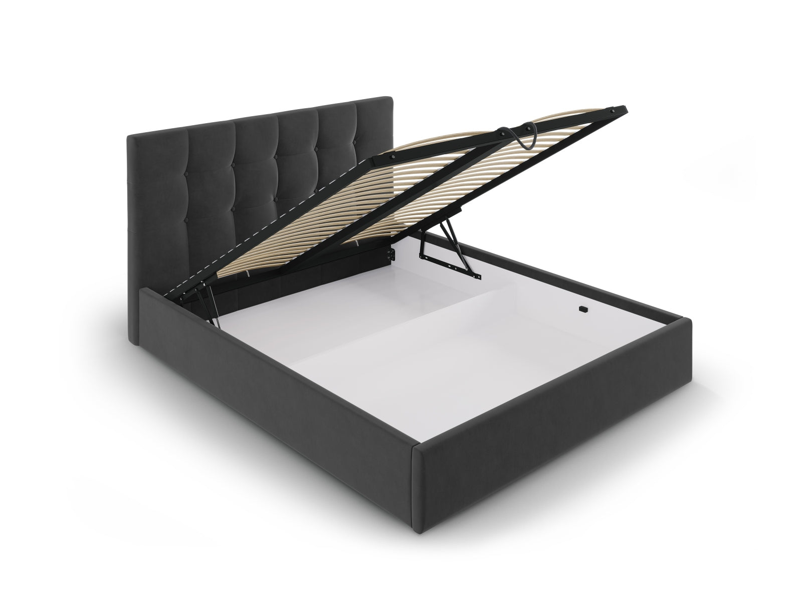 Phaedra Velour Bett mit Stauraum und Headboard  in Dark Grey präsentiert im Onlineshop von KAQTU Design AG. Bett ist von Micadoni