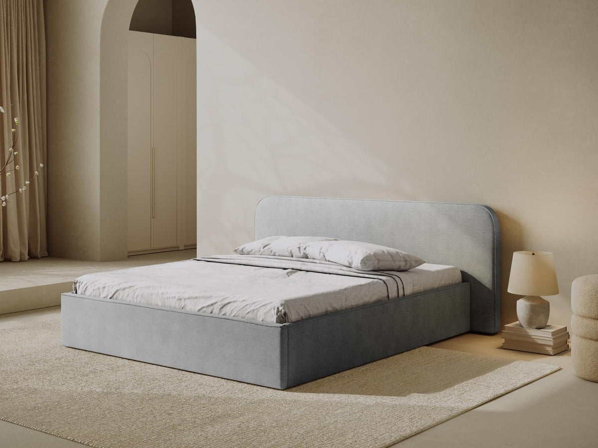 Elizabeth Bett mit Stauraum und Headboard 180cm in Light Grey-Babel präsentiert im Onlineshop von KAQTU Design AG. Bett ist von Micadoni