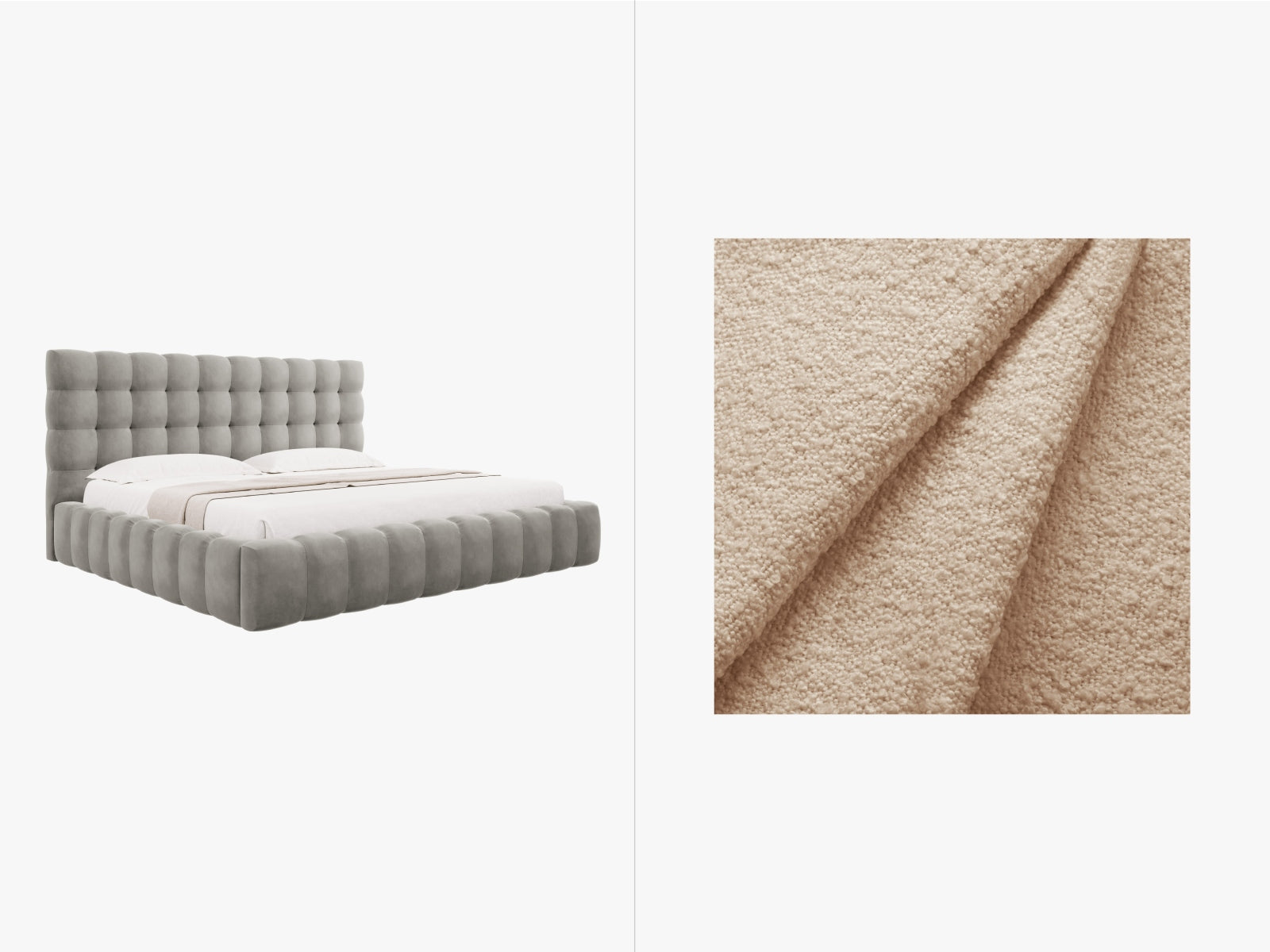 Mamaia Boucle Bett mit Stauraum und Headboard  225cm in Beige/Schwarz präsentiert im Onlineshop von KAQTU Design AG. Bett ist von Micadoni
