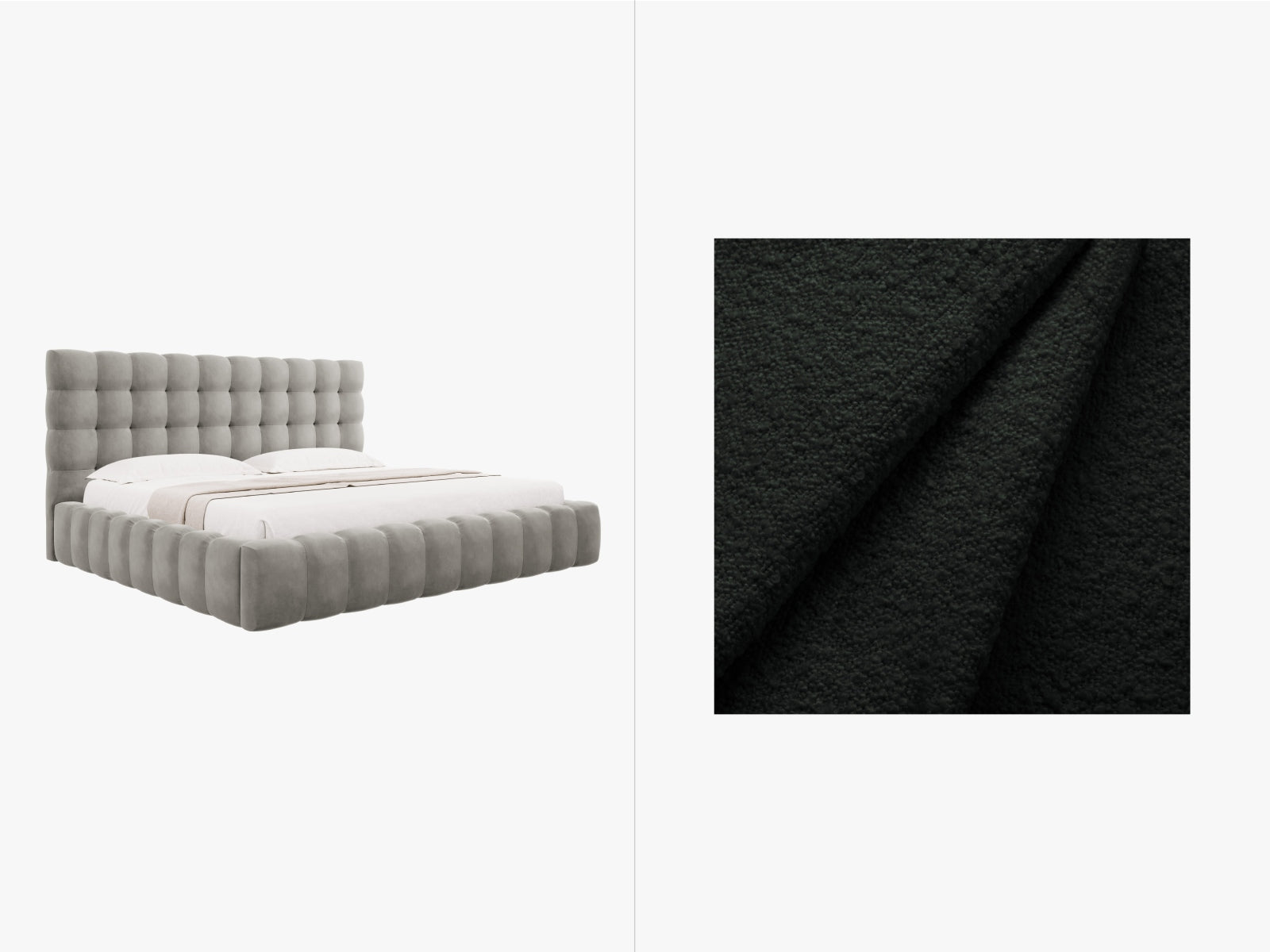 Mamaia Boucle Bett mit Stauraum und Headboard  225cm in Black/Schwarz präsentiert im Onlineshop von KAQTU Design AG. Bett ist von Micadoni
