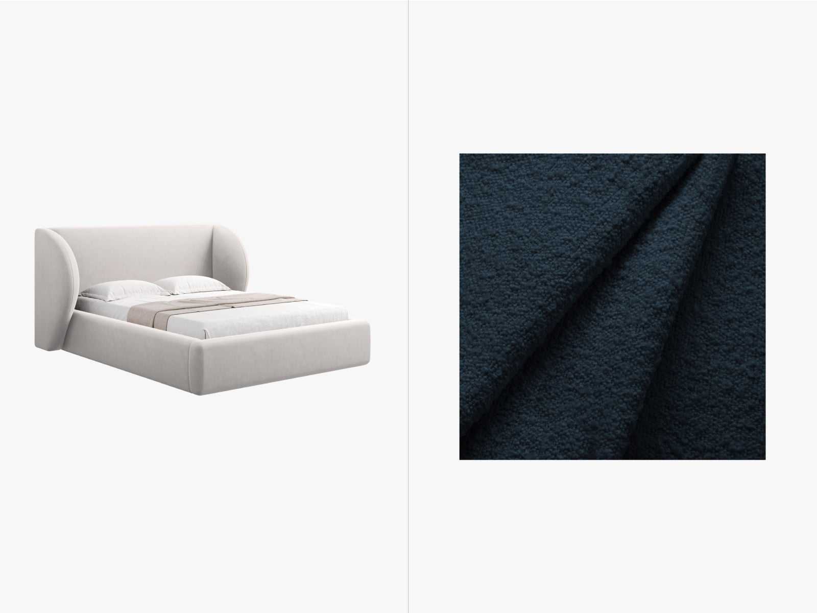 Miley Bett mit Stauraum und Headboard  247cm in Dark Blue präsentiert im Onlineshop von KAQTU Design AG. Bett ist von Micadoni