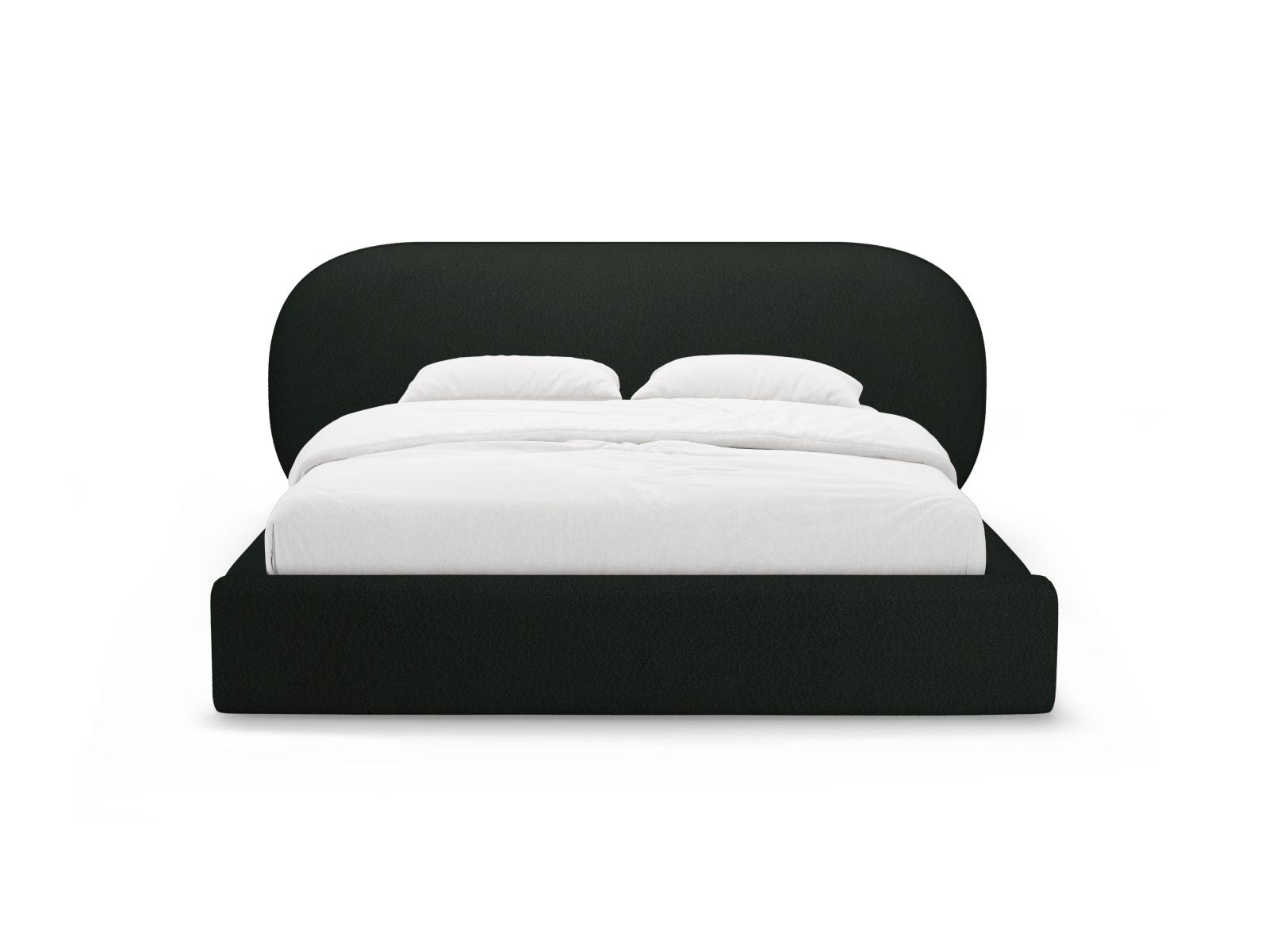 Elegantes Ovalo Bett mit 200 cm Kopfteil und praktischem Stauraum, ideal für stilvolle Schlafzimmer, erhältlich bei KAQTU Design AG.