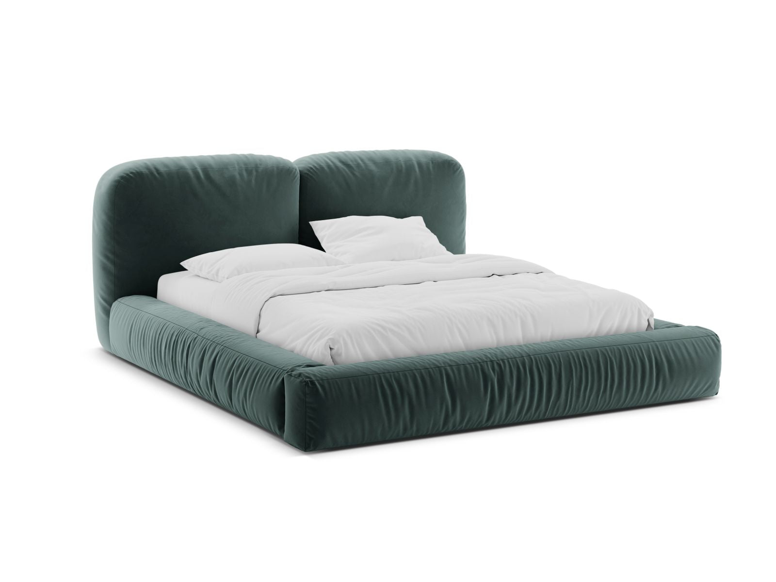 Martina Bett mit Stauraum mit Kopfteil 200cm in Petrol-Vogue präsentiert im Onlineshop von KAQTU Design AG. Bett ist von Micadoni