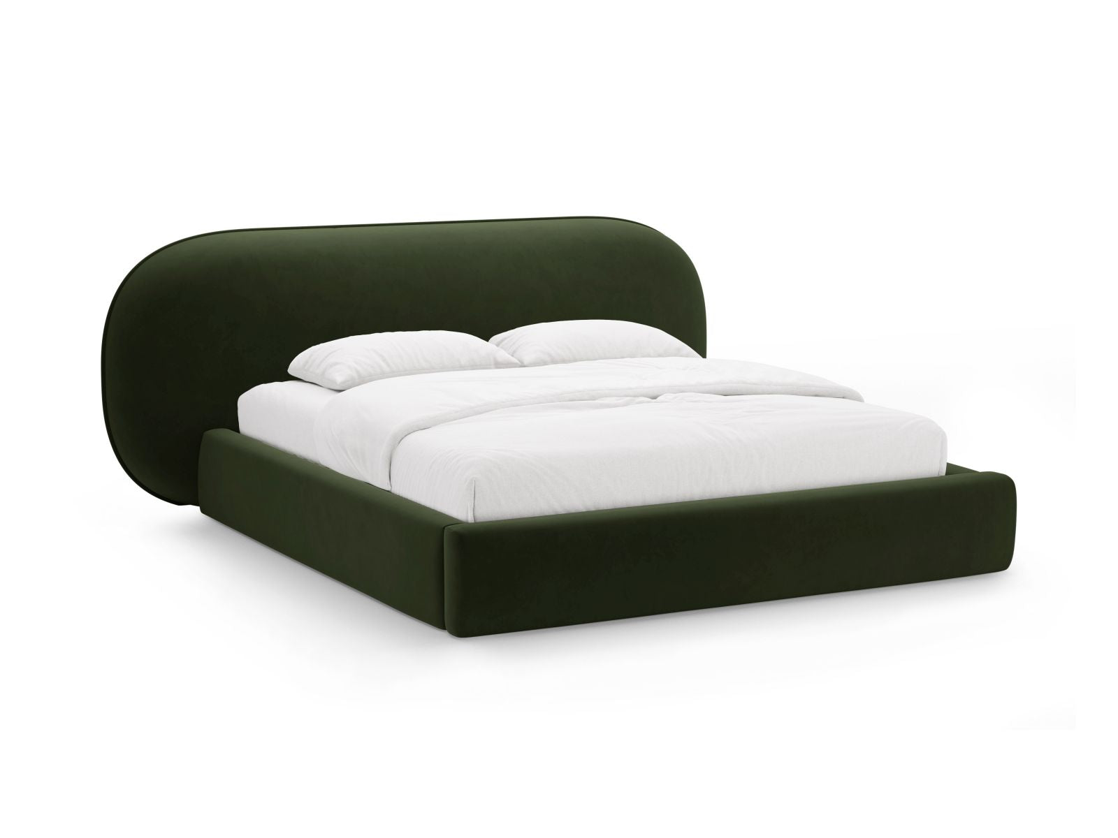 Ovalo Bett mit Stauraum mit Kopfteil 200cm in Army Green-Magic Velvet präsentiert im Onlineshop von KAQTU Design AG. Bett ist von Micadoni