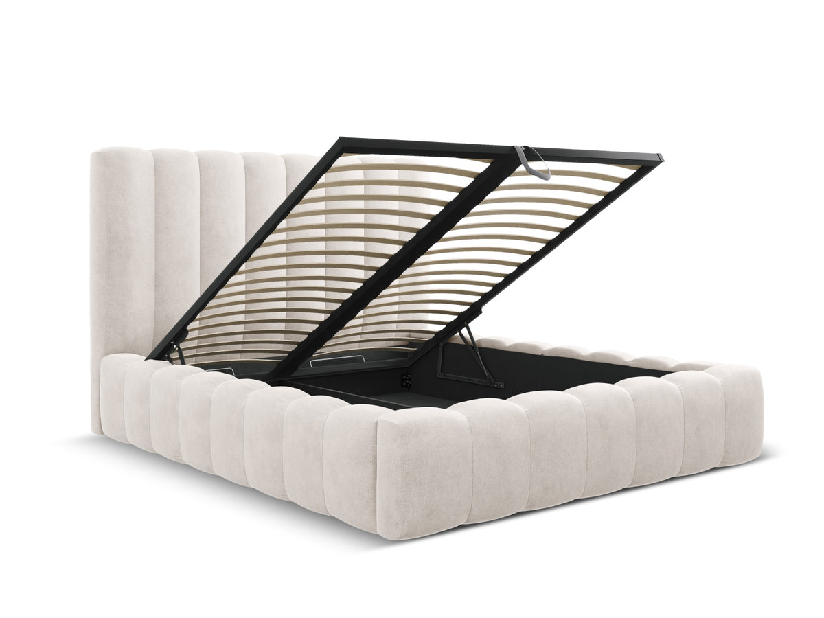 Kelp Bett mit Stauraum und Headboard 200cm in Grey Beige Melange-Moly präsentiert im Onlineshop von KAQTU Design AG. Bett ist von Micadoni