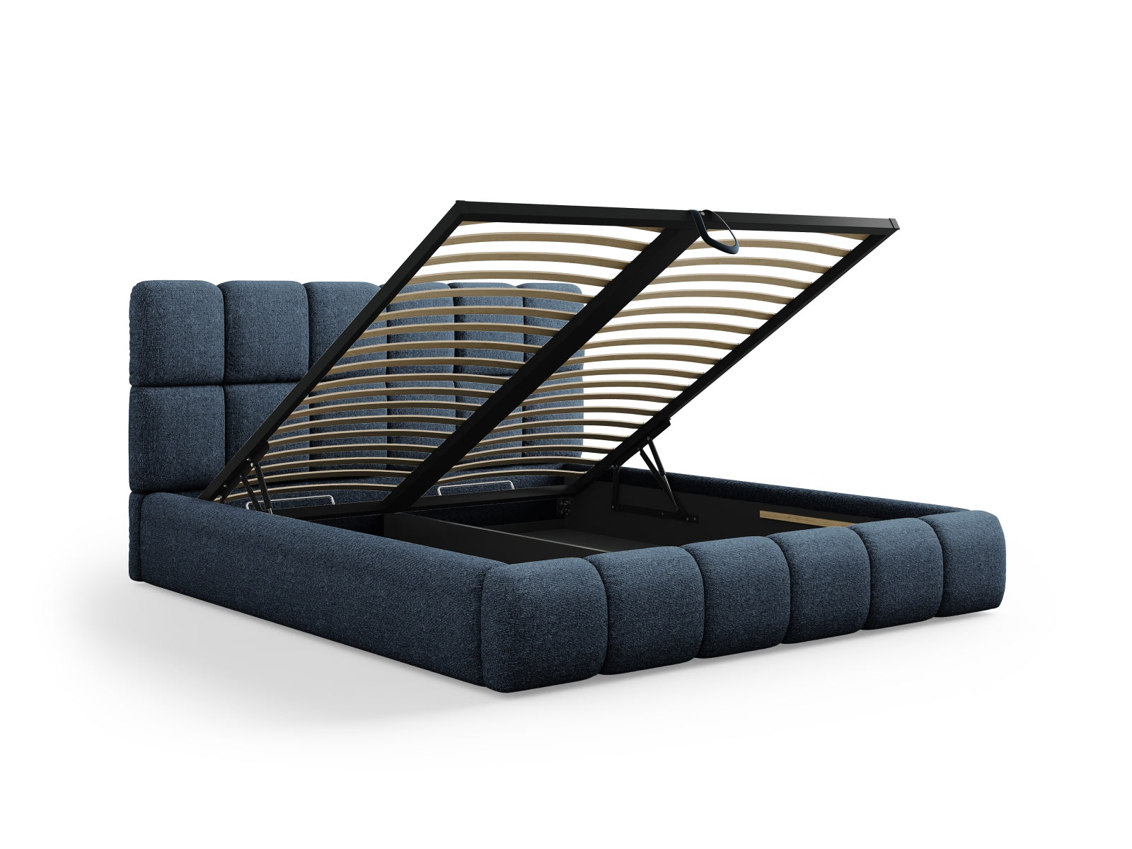 Elegantes Bellis Bett in Royal Blue, bietet cleveren Stauraum und ein modernes Kopfteil für ein stilvolles Schlafzimmer.