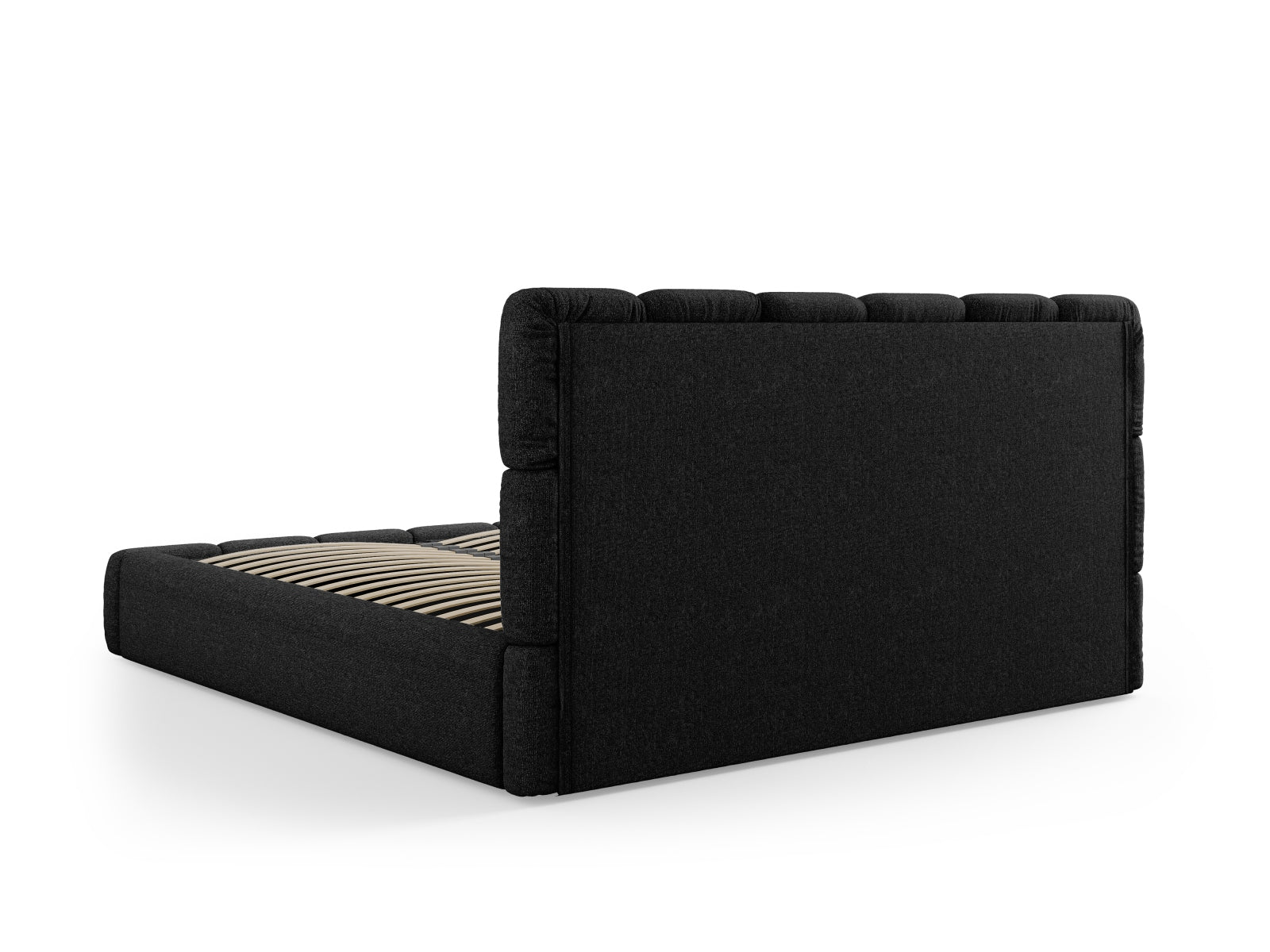Elegantes Bellis Bett von Micadoni mit 200 cm Breite, ausgestattet mit Stauraum und einem stilvollen Kopfteil in Schwarz.