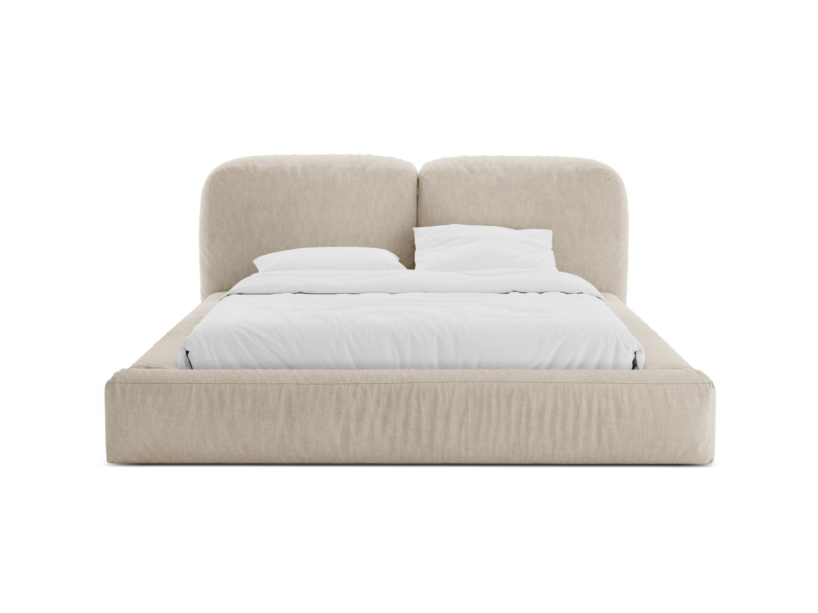 Elegantes Martina Bett in Light Beige mit praktischem Stauraum und stilvollem Kopfteil, ideal für moderne Schlafzimmer.