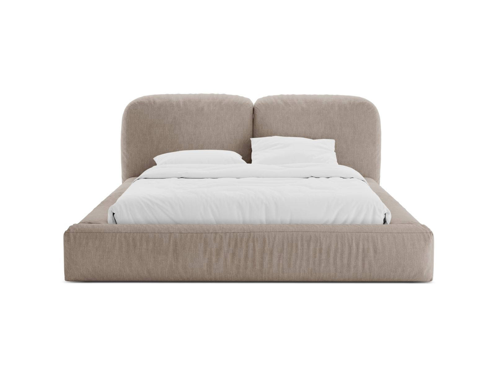Elegantes Martina Bett mit 200 cm Breite, Stauraum und stilvollem Kopfteil in Dark Beige-Boston, ideal für modernes Wohnen.