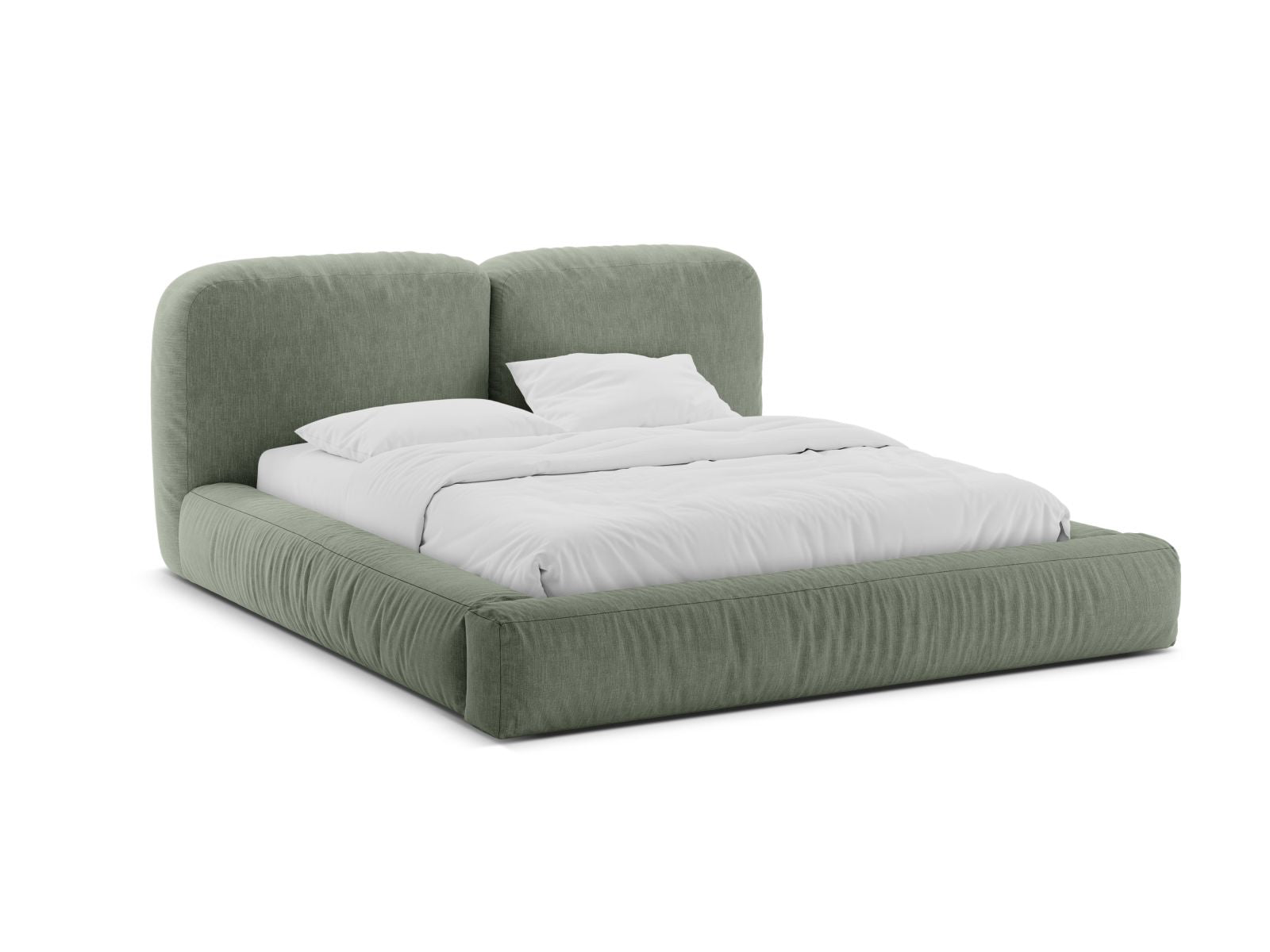 Martina Bett mit Stauraum mit Kopfteil 200cm in Moss Green-Boston präsentiert im Onlineshop von KAQTU Design AG. Bett ist von Micadoni