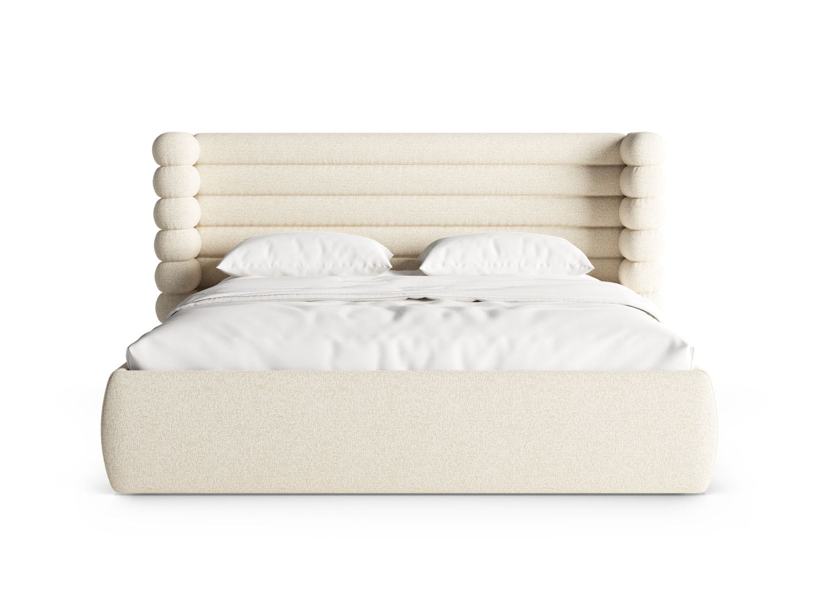 Mount Bett mit Stauraum mit Kopfteil 200cm in Light Beige Melange-Puente präsentiert im Onlineshop von KAQTU Design AG. Bett ist von Micadoni