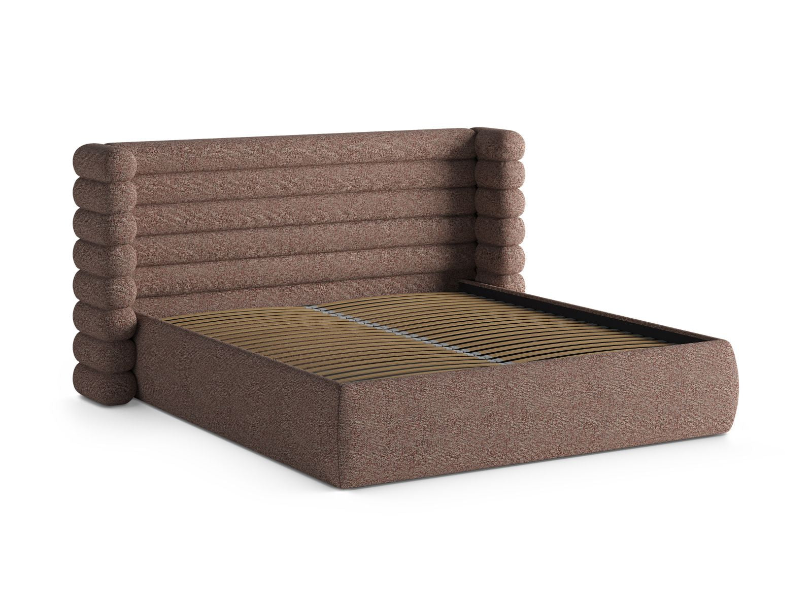 Modernes Mount Bett in Pink Melange mit großzügigem Stauraum und ansprechendem Kopfteil, ideal für stilvolle Schlafzimmerlösungen.