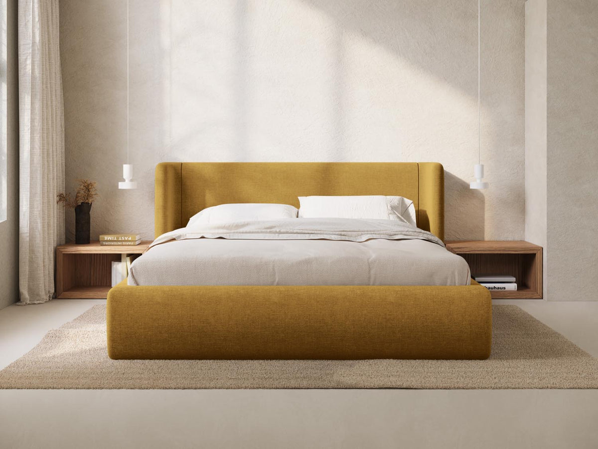 Jolene Bett mit Stauraum und Headboard 200cm in Light Olive-Wind präsentiert im Onlineshop von KAQTU Design AG. Bett ist von Micadoni