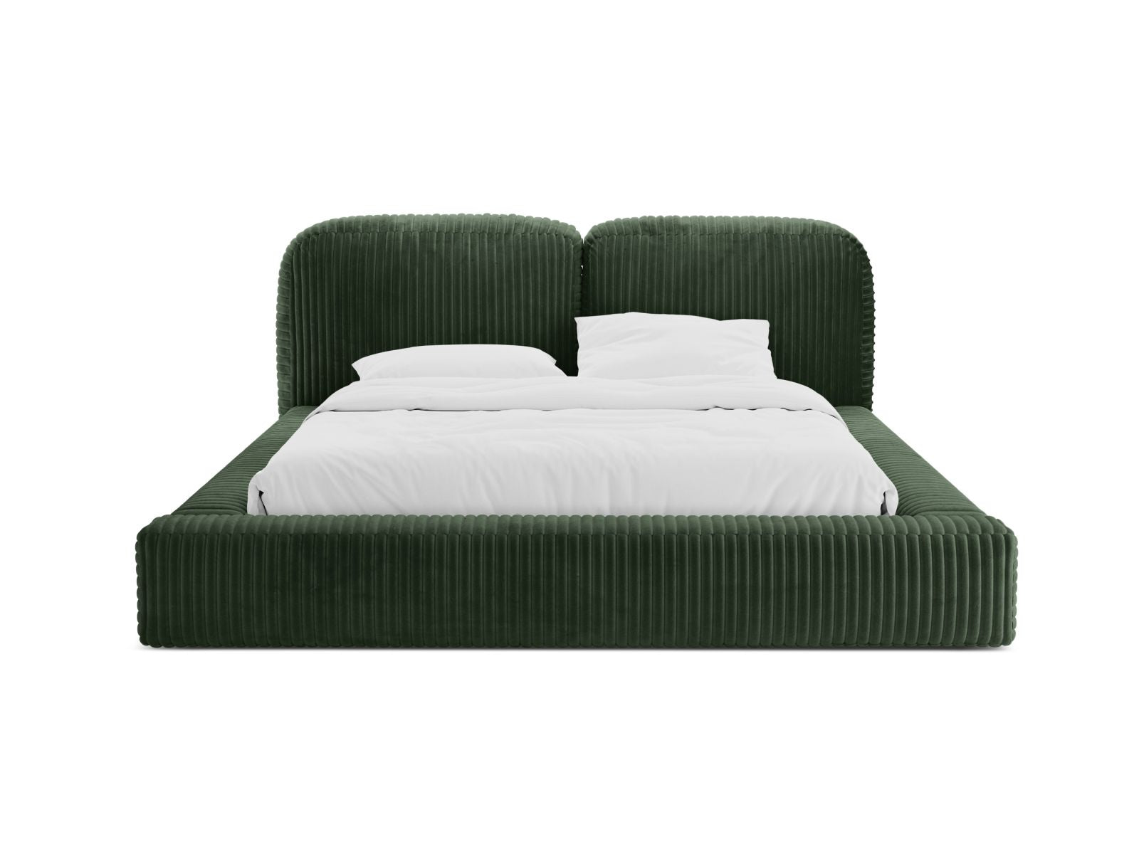 Elegantes Martina Bett in Dunkelgrün mit praktischem Stauraum und stilvollem Kopfteil, ideal für moderne Schlafzimmer.
