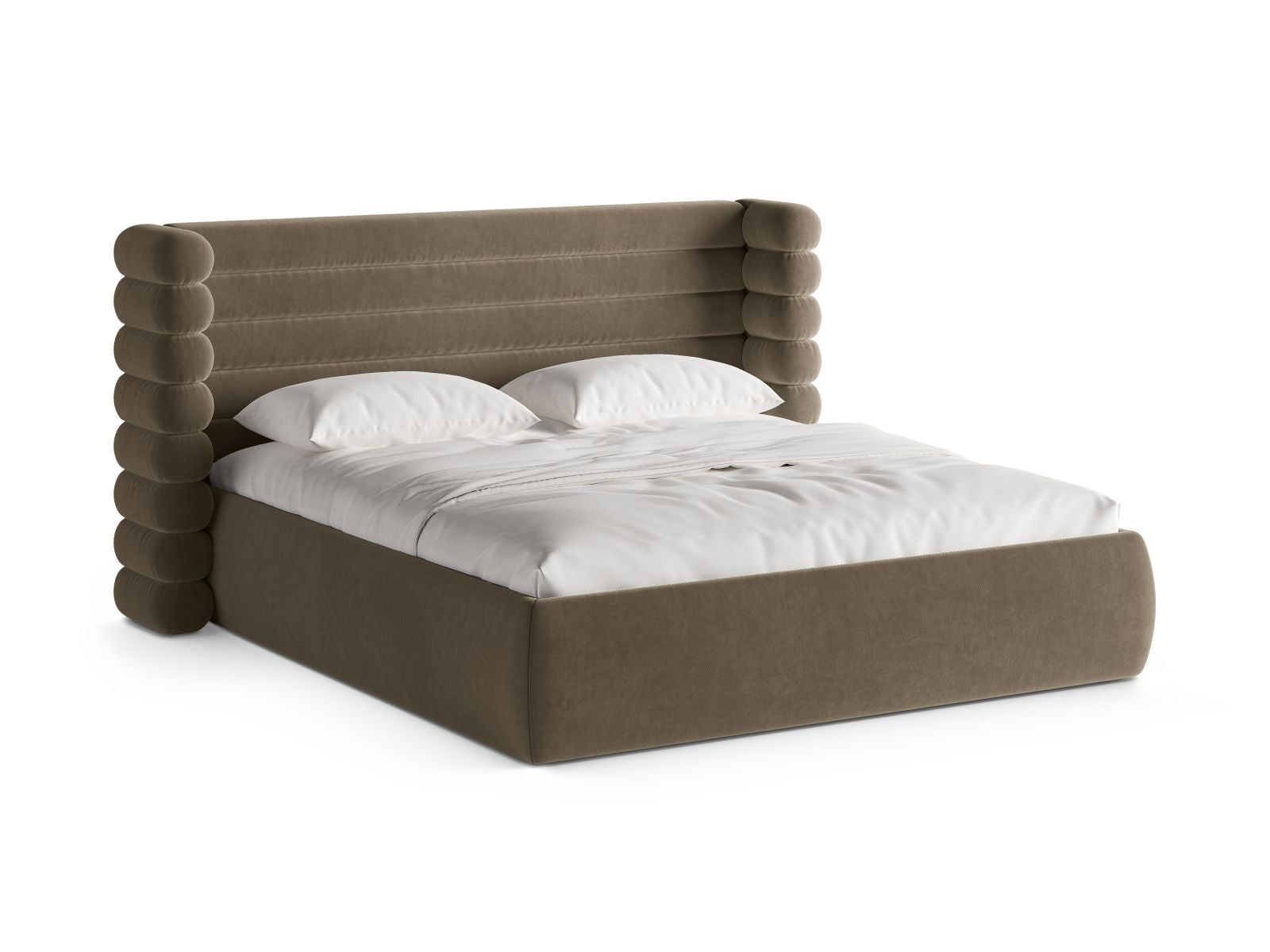 Mount Bett mit Stauraum mit Kopfteil 200cm in Grey Brown-Salvador präsentiert im Onlineshop von KAQTU Design AG. Bett ist von Micadoni