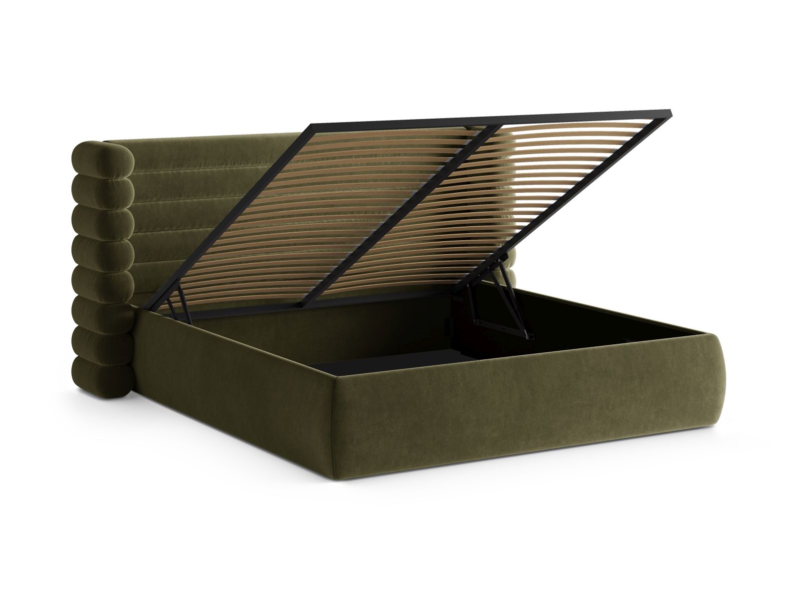 Modernes Mount Bett mit 200 cm Breite, bietet cleveren Stauraum und ein geschmackvolles Kopfteil für ein gemütliches Ambiente.