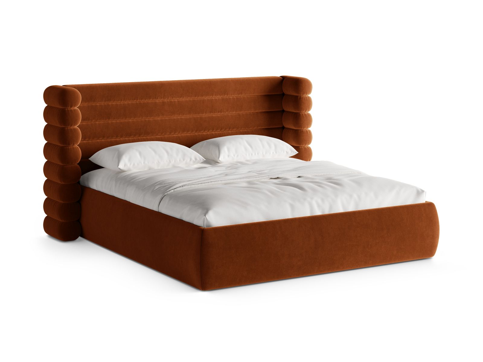Mount Bett mit Stauraum mit Kopfteil 200cm in Terracotta-Salvador präsentiert im Onlineshop von KAQTU Design AG. Bett ist von Micadoni
