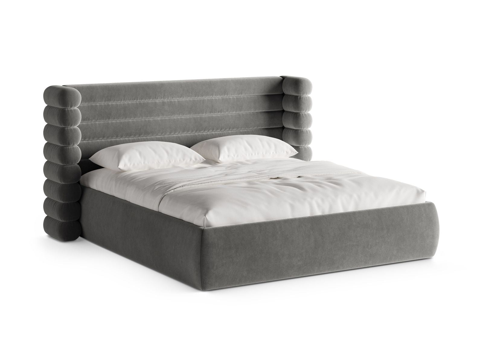 Mount Bett mit Stauraum mit Kopfteil 200cm in Grey-Salvador präsentiert im Onlineshop von KAQTU Design AG. Bett ist von Micadoni