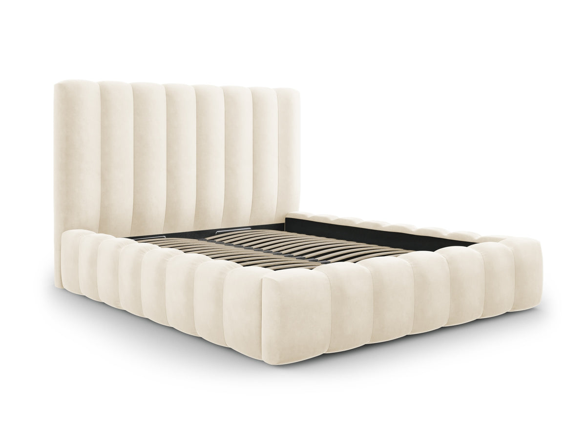 Kelp Bett mit Stauraum und Headboard 200cm in Light Beige-Bluvel präsentiert im Onlineshop von KAQTU Design AG. Bett ist von Micadoni