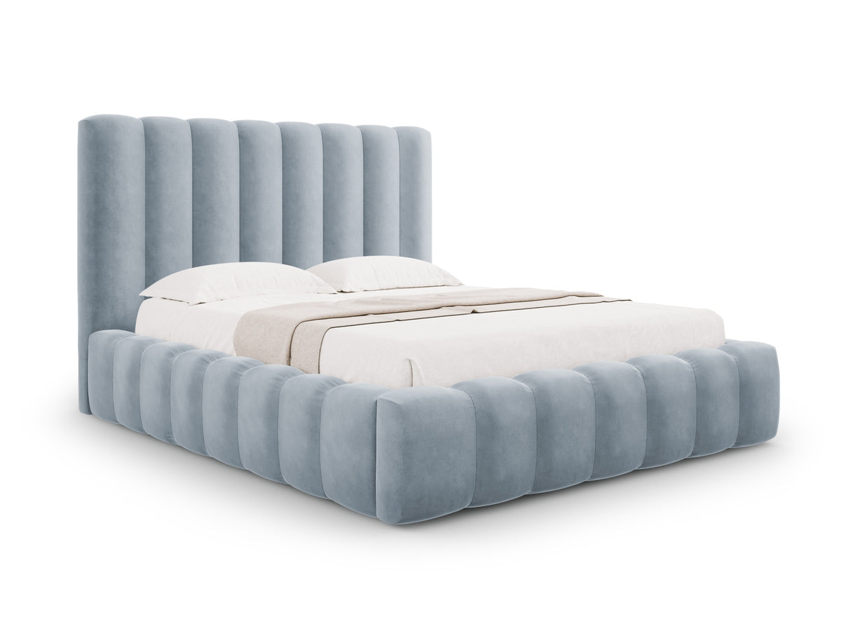 Kelp Bett mit Stauraum und Headboard 200cm in Light Blue-Bluvel präsentiert im Onlineshop von KAQTU Design AG. Bett ist von Micadoni