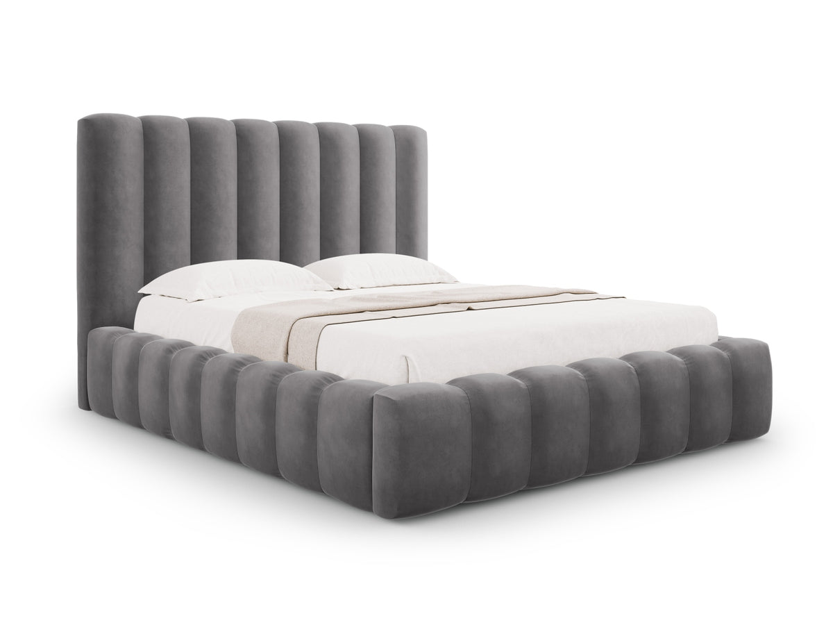 Kelp Bett mit Stauraum und Headboard 200cm in Grey-Bluvel präsentiert im Onlineshop von KAQTU Design AG. Bett ist von Micadoni