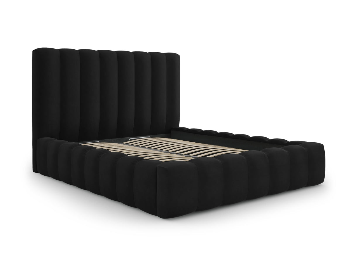 Kelp Bett mit Stauraum und Headboard 200cm in Black-Bluvel präsentiert im Onlineshop von KAQTU Design AG. Bett ist von Micadoni