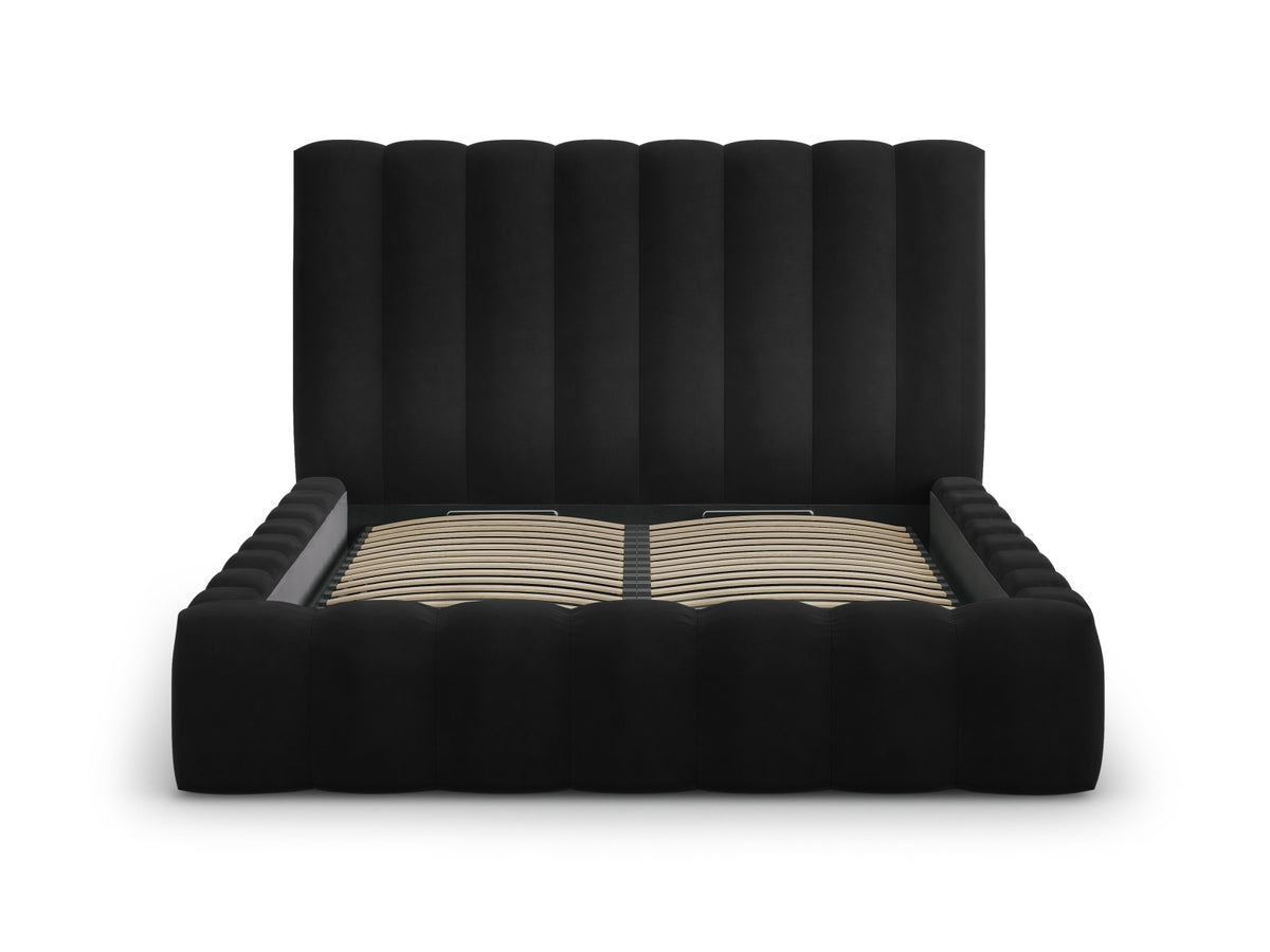 Kelp Bett mit Stauraum und Headboard 200cm in Black-Bluvel präsentiert im Onlineshop von KAQTU Design AG. Bett ist von Micadoni