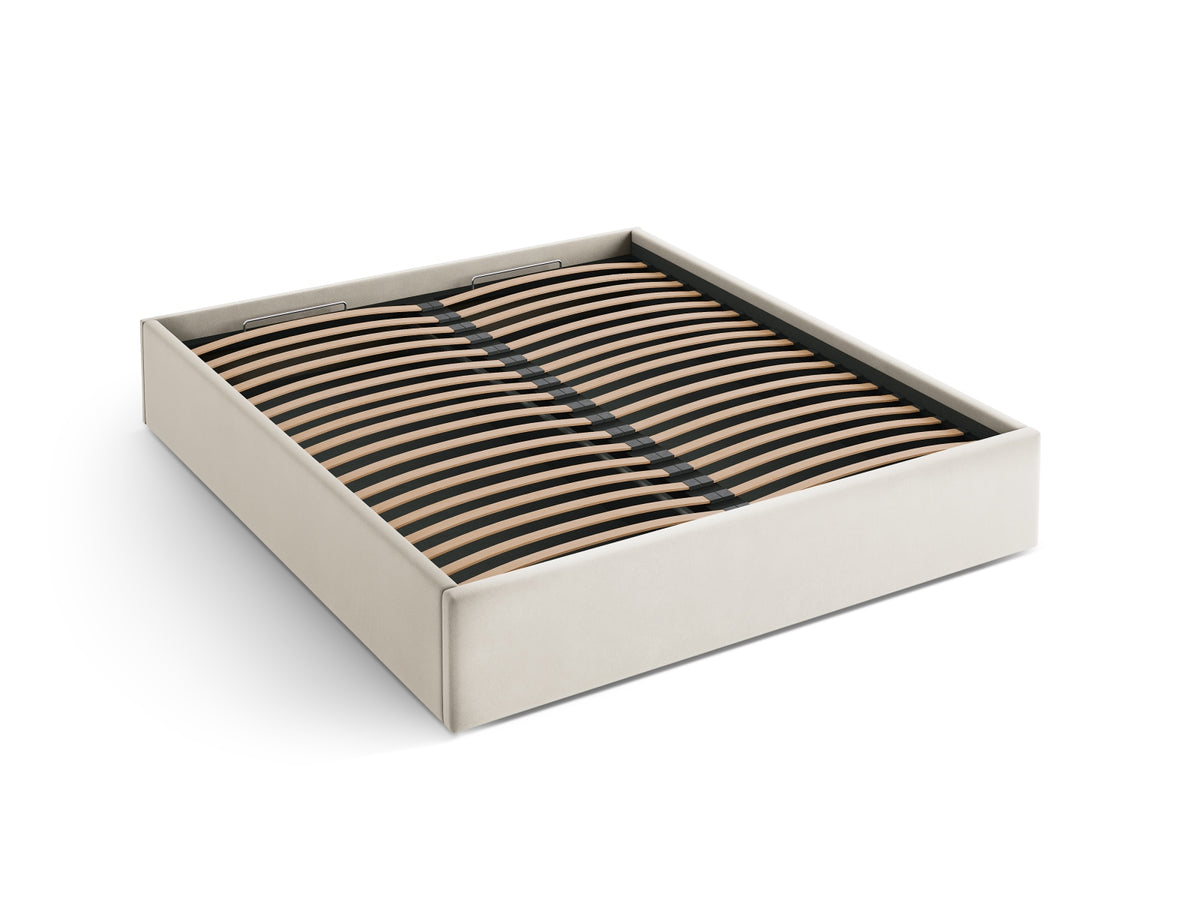 Susan Bett mit Stauraum 200cm in Dark Beige-Bluvel präsentiert im Onlineshop von KAQTU Design AG. Bett ist von Micadoni