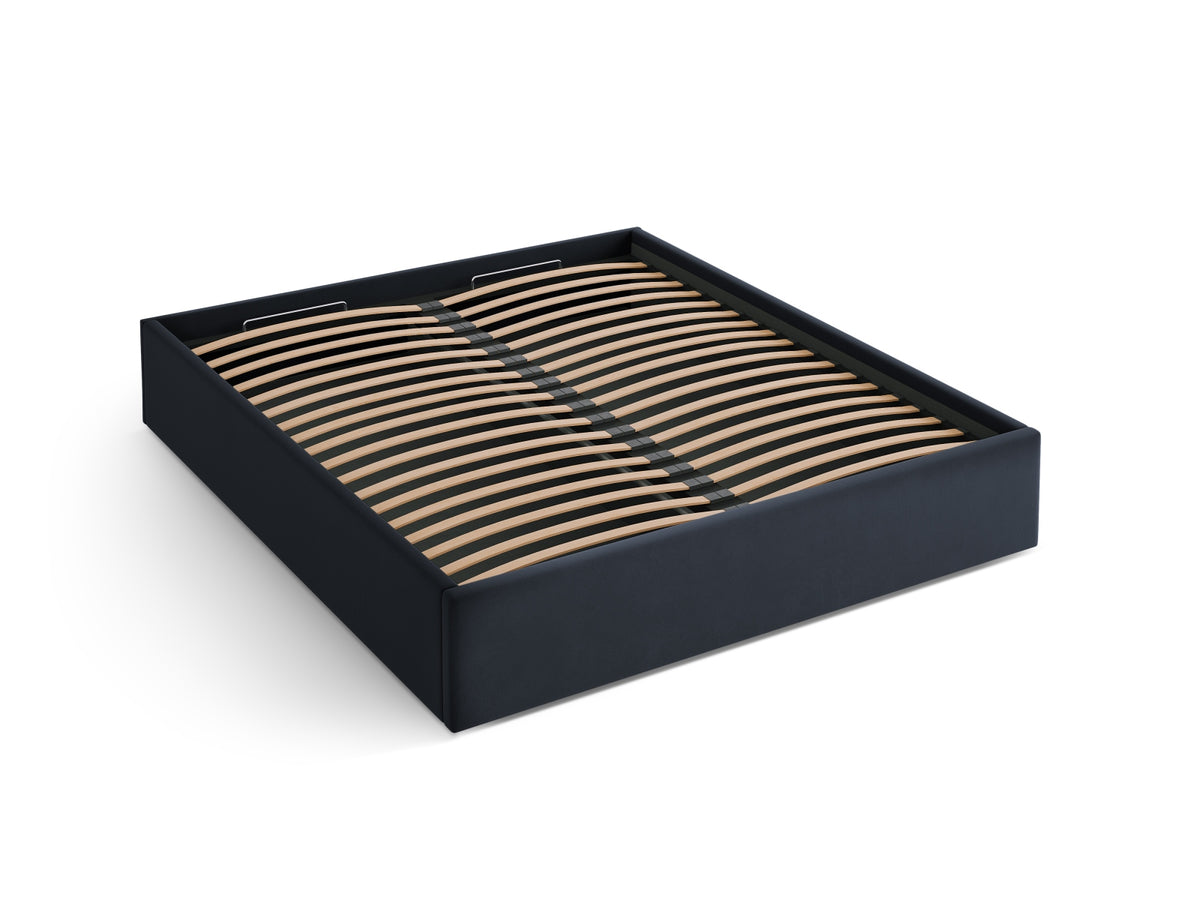 Susan Bett mit Stauraum 200cm in Dark Blue-Bluvel präsentiert im Onlineshop von KAQTU Design AG. Bett ist von Micadoni