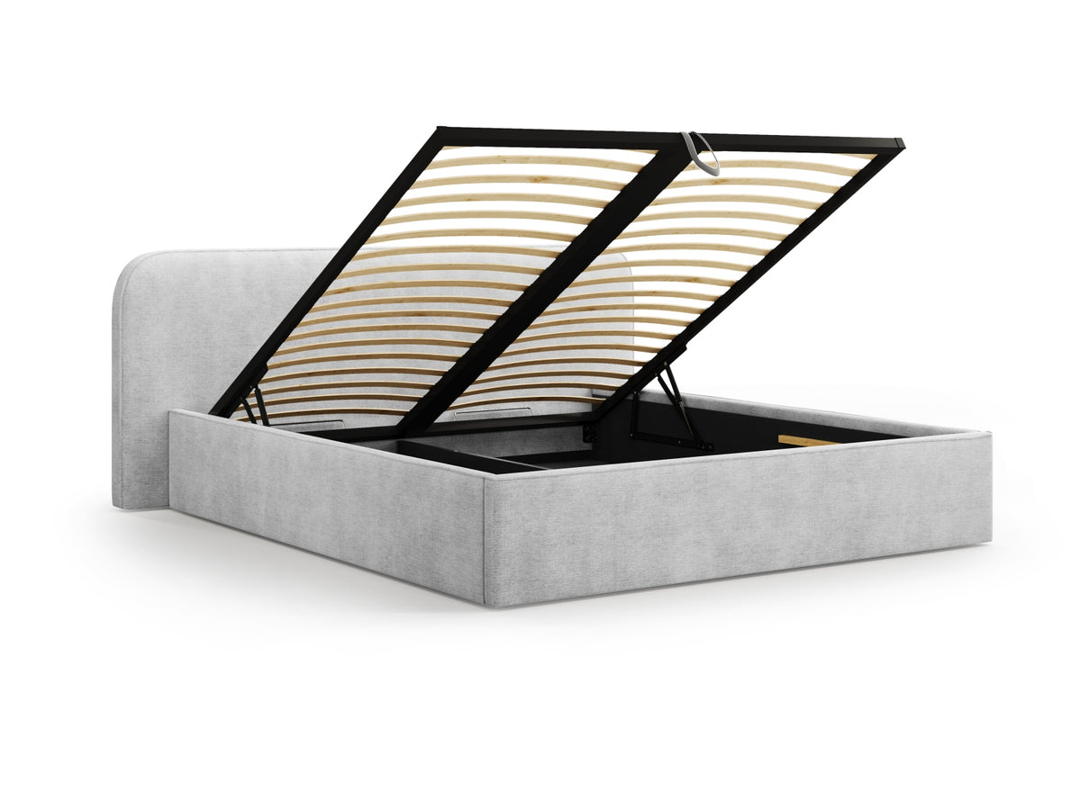 Elizabeth Bett mit Stauraum und Headboard 200cm in Light Grey-Babel präsentiert im Onlineshop von KAQTU Design AG. Bett ist von Micadoni