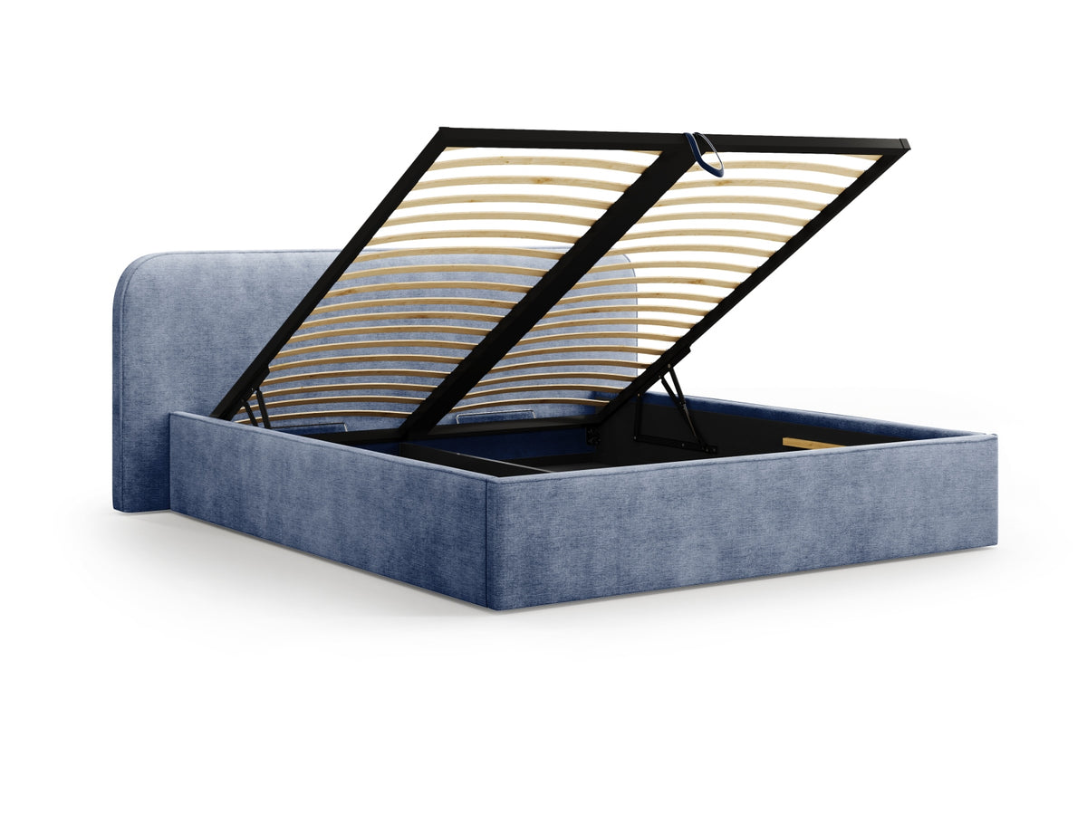 Elizabeth Bett mit Stauraum und Headboard 200cm in Dark Blue-Babel präsentiert im Onlineshop von KAQTU Design AG. Bett ist von Micadoni