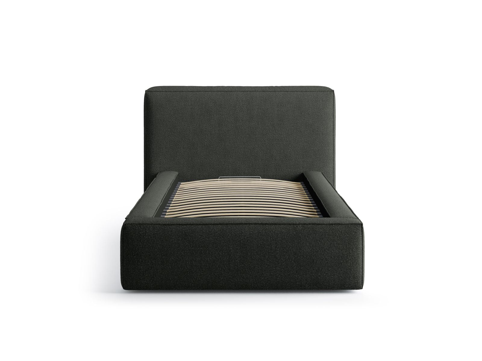 Elegantes Jodie Bett mit 90 cm Breite, Stauraum und stilvollem Kopfteil in Black-Baloo, ideal für moderne Schlafzimmer.
