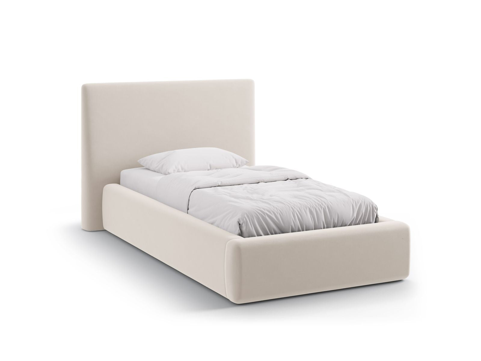 Amy Bett mit Stauraum mit Kopfteil 90cm in Ivory-Magic Velvet präsentiert im Onlineshop von KAQTU Design AG. Bett ist von Micadoni