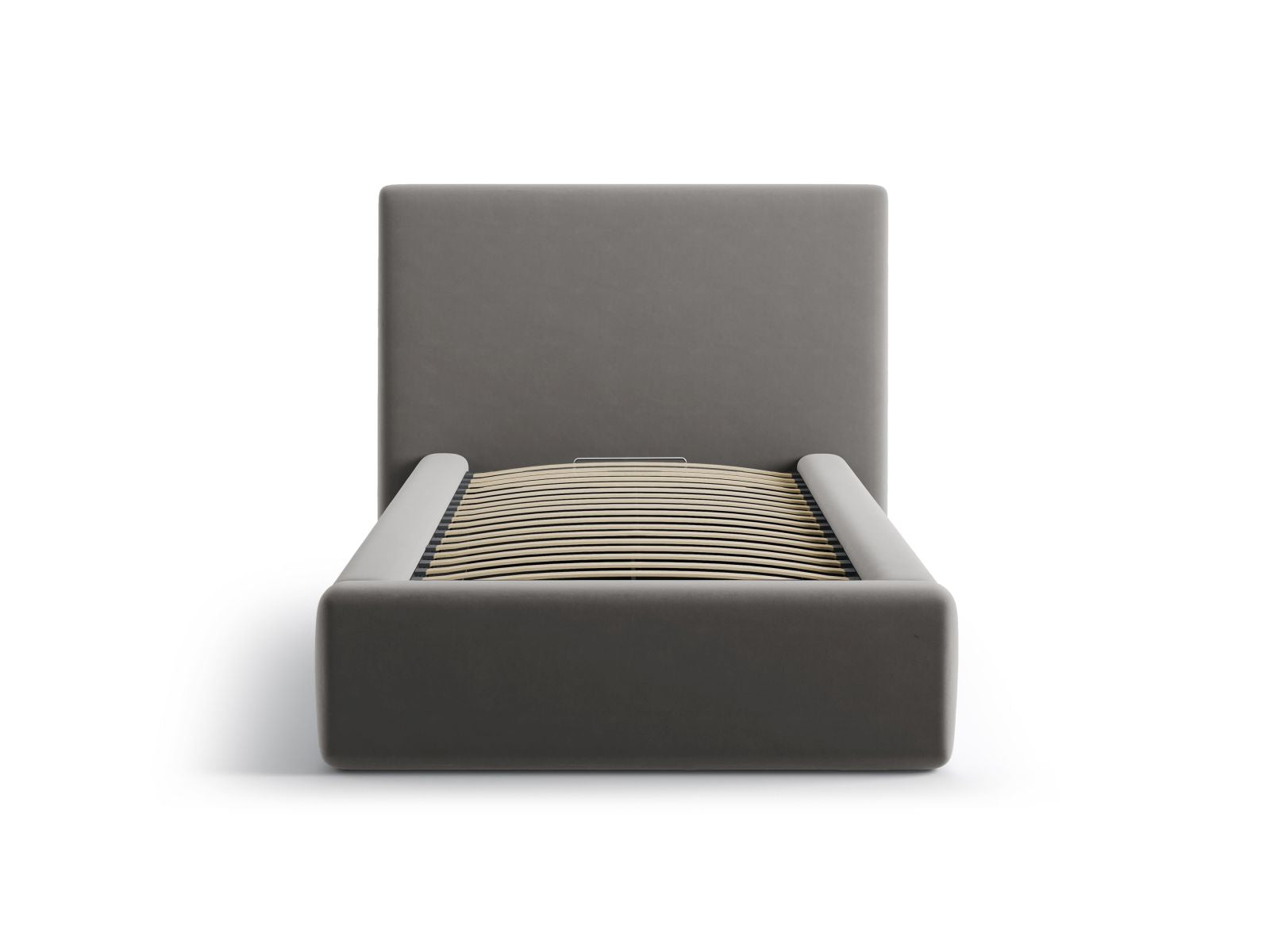 Stylisches Amy Bett mit praktischem Stauraum und elegantem Kopfteil in Dunkelgrau aus Magic Velvet, ideal für moderne Schlafzimmer.