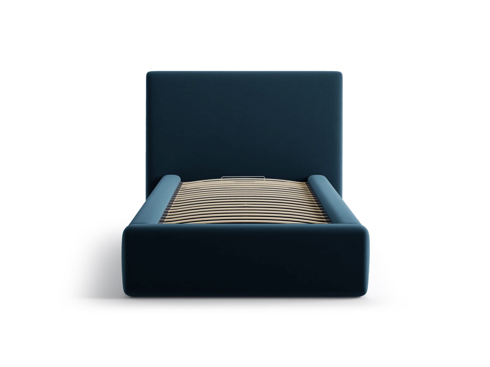 Elegantes Amy Bett mit 90 cm Breite, Stauraum und Kopfteil in Navy Blue-Magic Velvet, ideal für stilvolle Schlafzimmer.