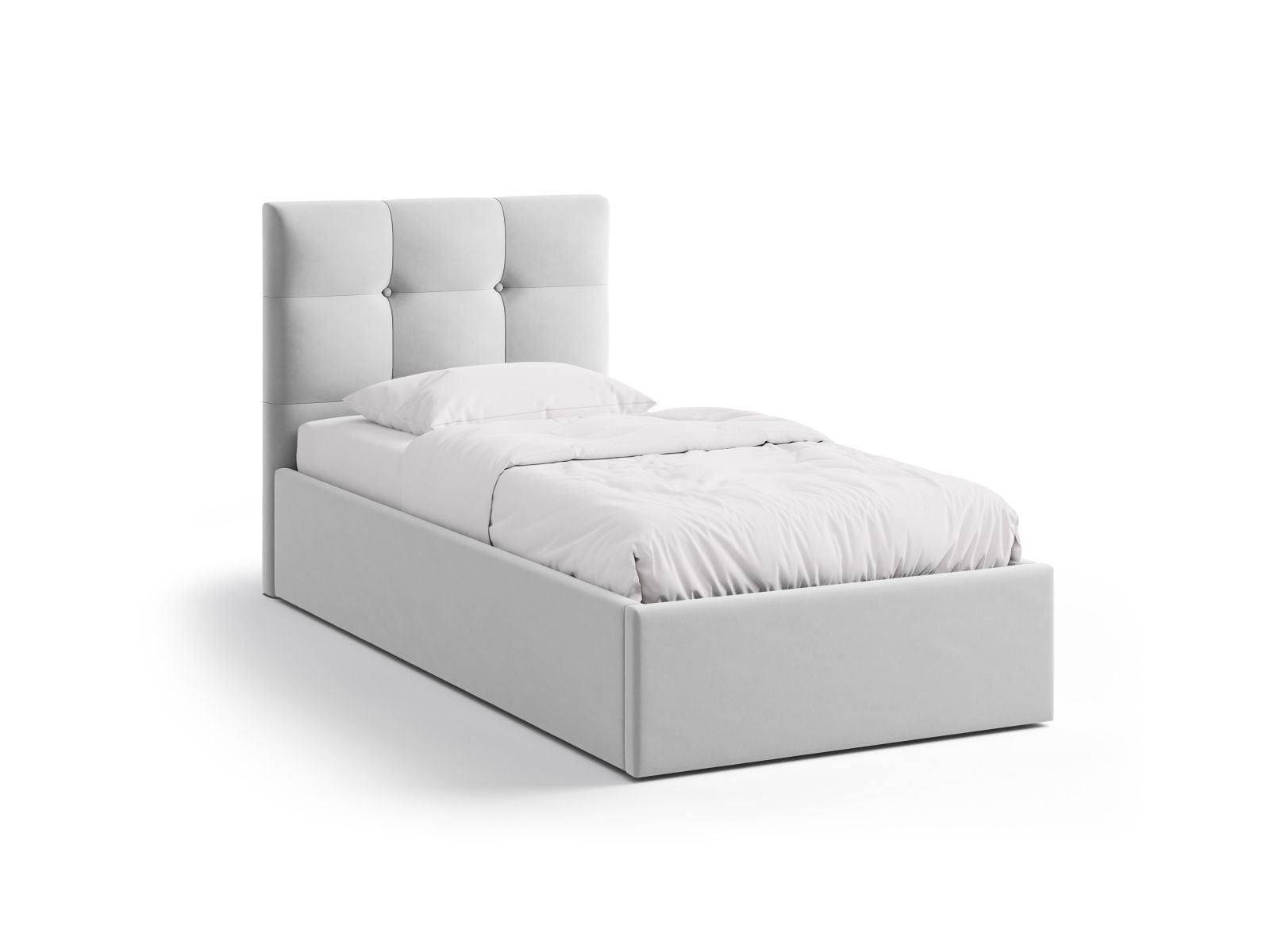 Phaedra Bett mit Stauraum mit Kopfteil 90cm in Light Grey-Magic Velvet präsentiert im Onlineshop von KAQTU Design AG. Bett ist von Micadoni