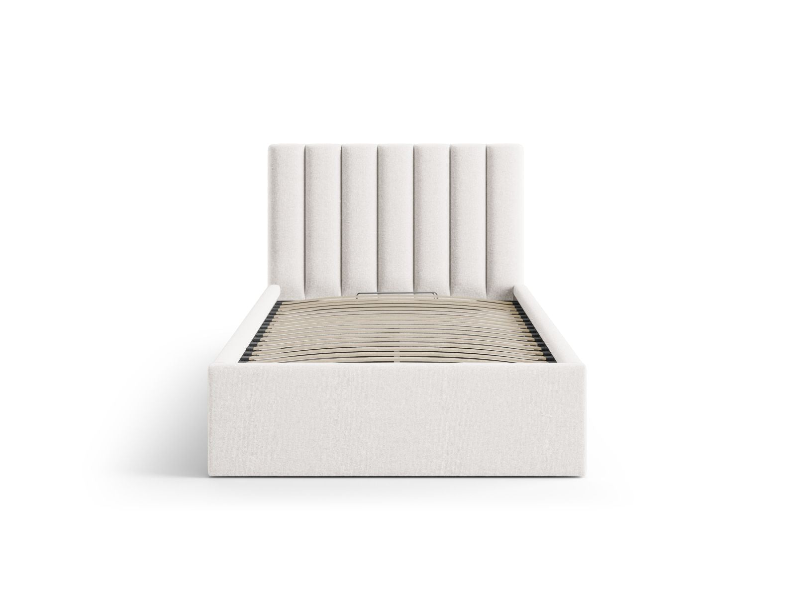Elegantes Allison Bett mit praktischem Stauraum und Kopfteil in Light Beige-Moly, ideal für stilvolle Schlafzimmergestaltung.
