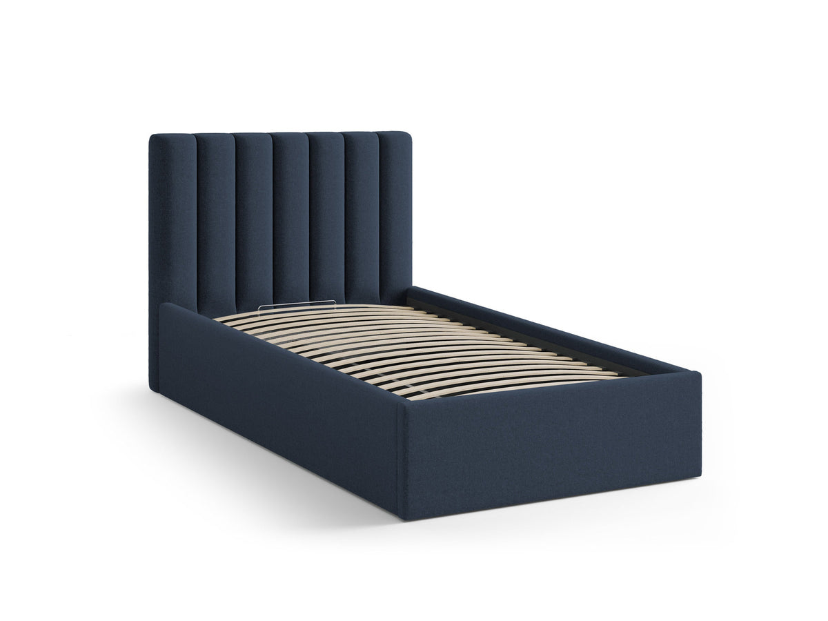 Allison Stauraumbett mit Kopfteil von Micadoni, Farbe Cappuccino-Moly, Möbelplatte und Metallrahmen, schwarze Kunststoffbeine, Bettkasten mit Stauraum