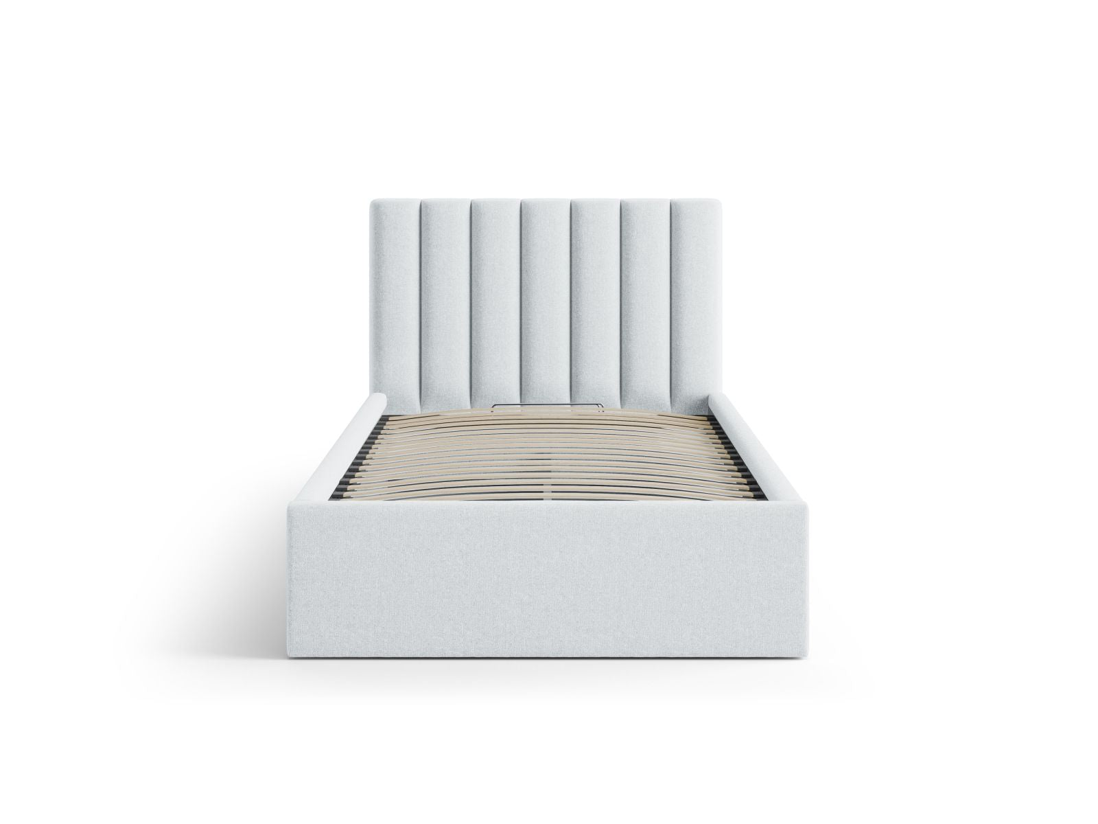 Elegantes Allison Bett mit praktischem Stauraum und stilvollem Kopfteil in Light Grey-Moly, ideal für moderne Schlafzimmer.