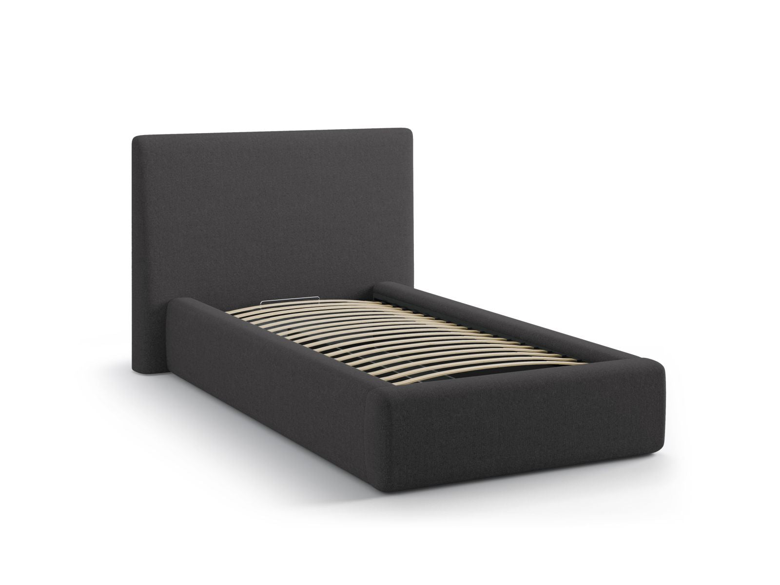 Stylisches Amy Bett in elegantem Anthrazit, ausgestattet mit praktischem Stauraum und einem ansprechenden Kopfteil für ein modernes Schlafzimmer.
