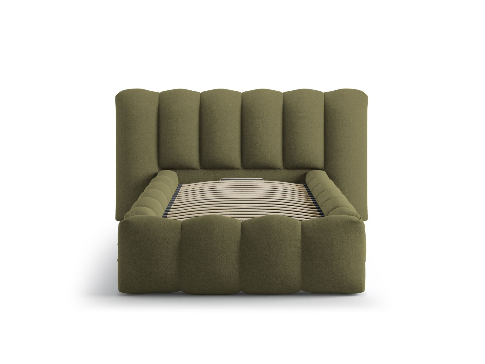 Elegantes Lupine Bett mit Stauraum und Kopfteil in 90cm Breite, ideal für stilvolle Schlafzimmerlösungen von Micadoni.