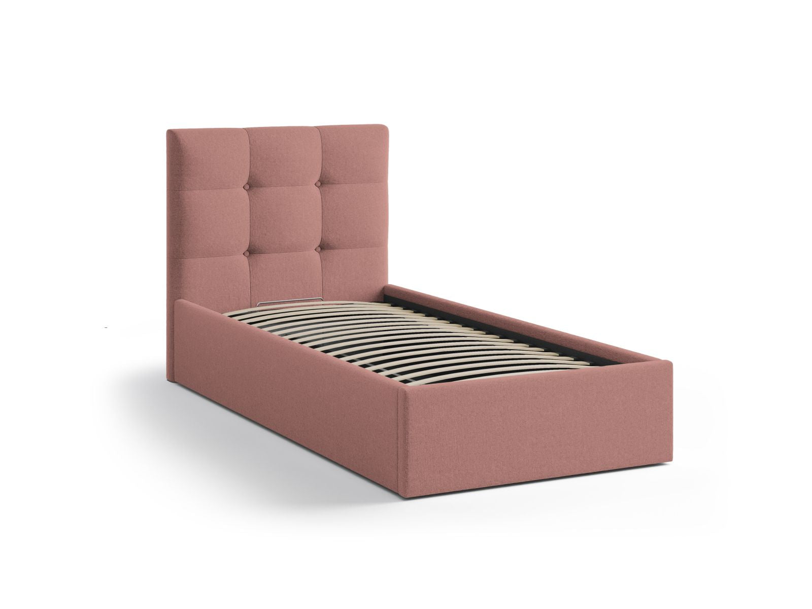 Elegantes Phaedra Bett in tiefem Pink, ausgestattet mit einem funktionalen Stauraum und einem bequemen Kopfteil, ideal für stilvolle Schlafzimmer.