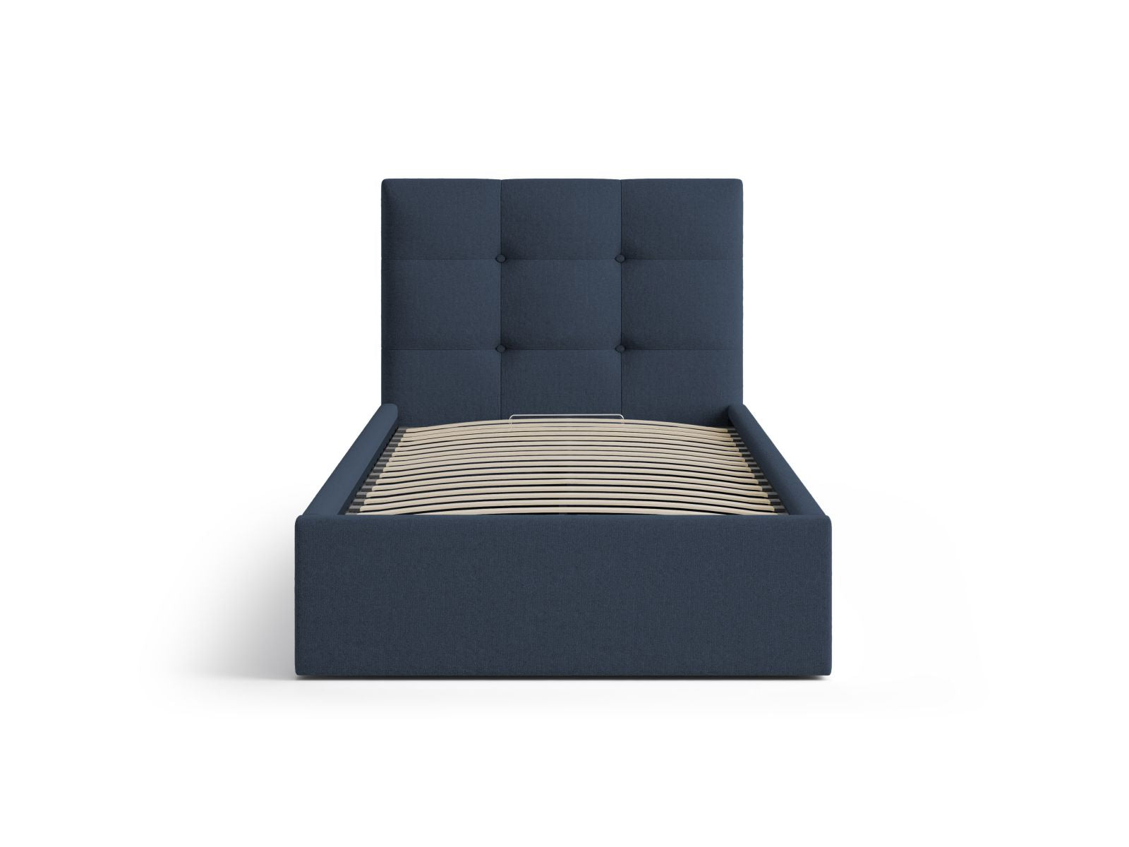 Elegantes Phaedra Bett mit 90 cm Breite, Stauraum und stilvollem Kopfteil in Royal Blue-Moly, ideal für moderne Schlafzimmer.