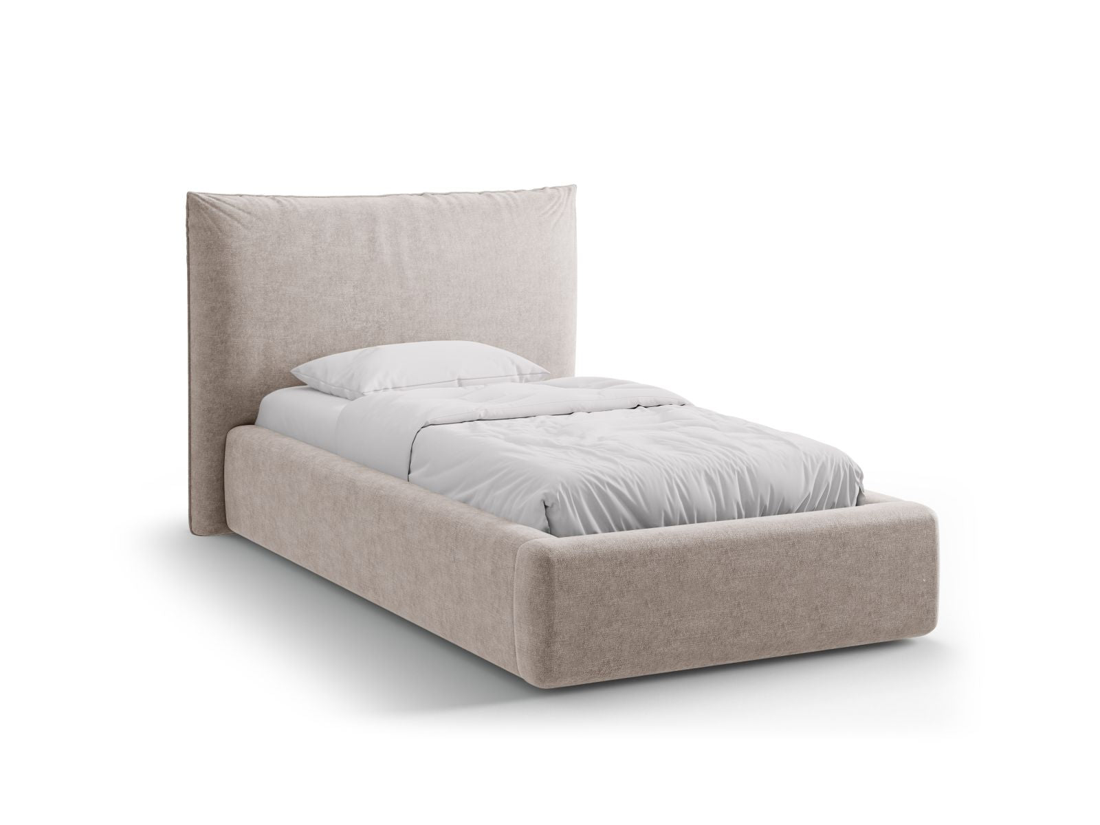 Kaelle Bett mit Stauraum mit Kopfteil 90cm in Beige-Perfect Harmony präsentiert im Onlineshop von KAQTU Design AG. Bett ist von Micadoni