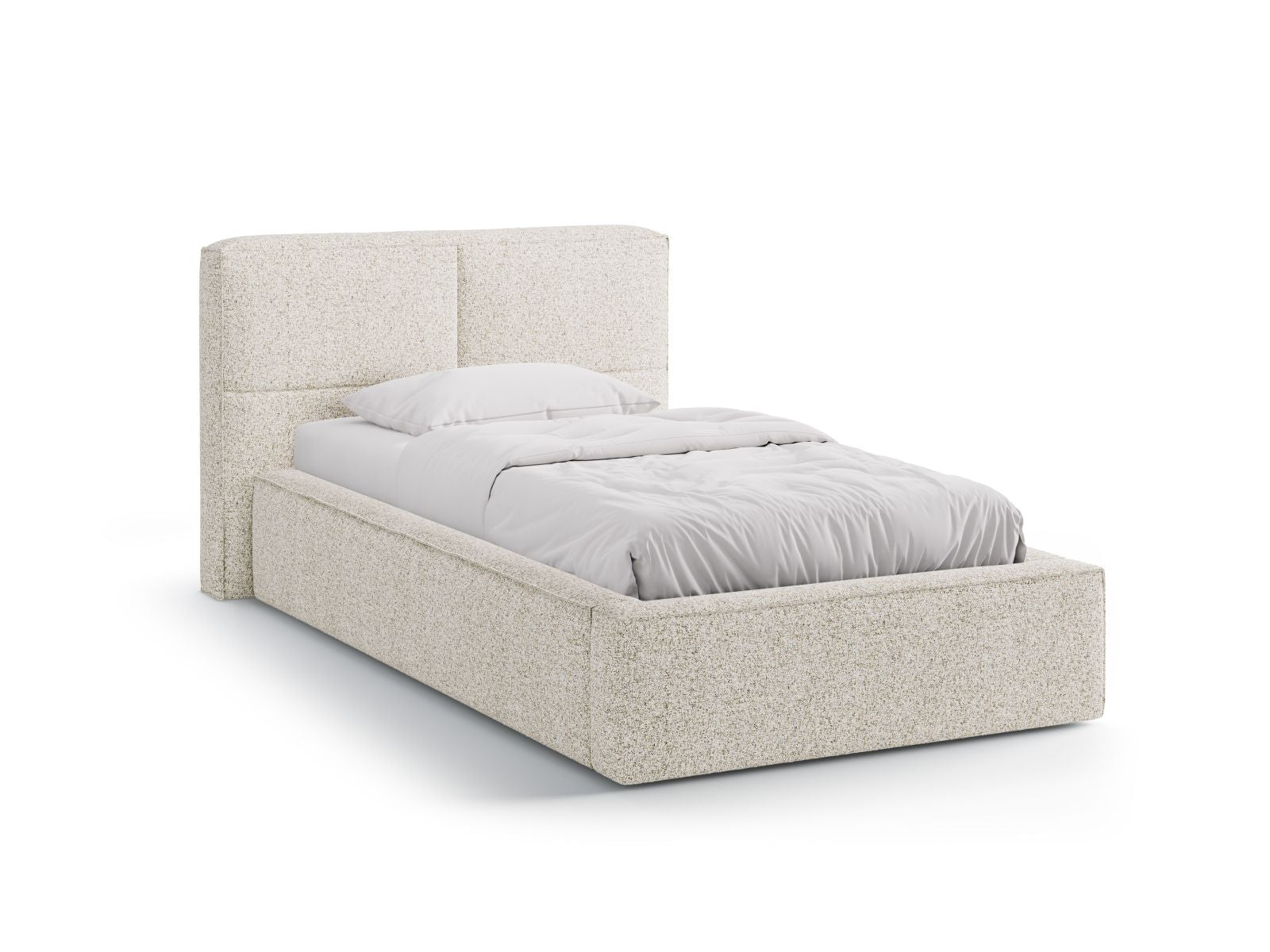 Darren Bett mit Stauraum mit Kopfteil 90cm in Beige Melange-Puente präsentiert im Onlineshop von KAQTU Design AG. Bett ist von Micadoni