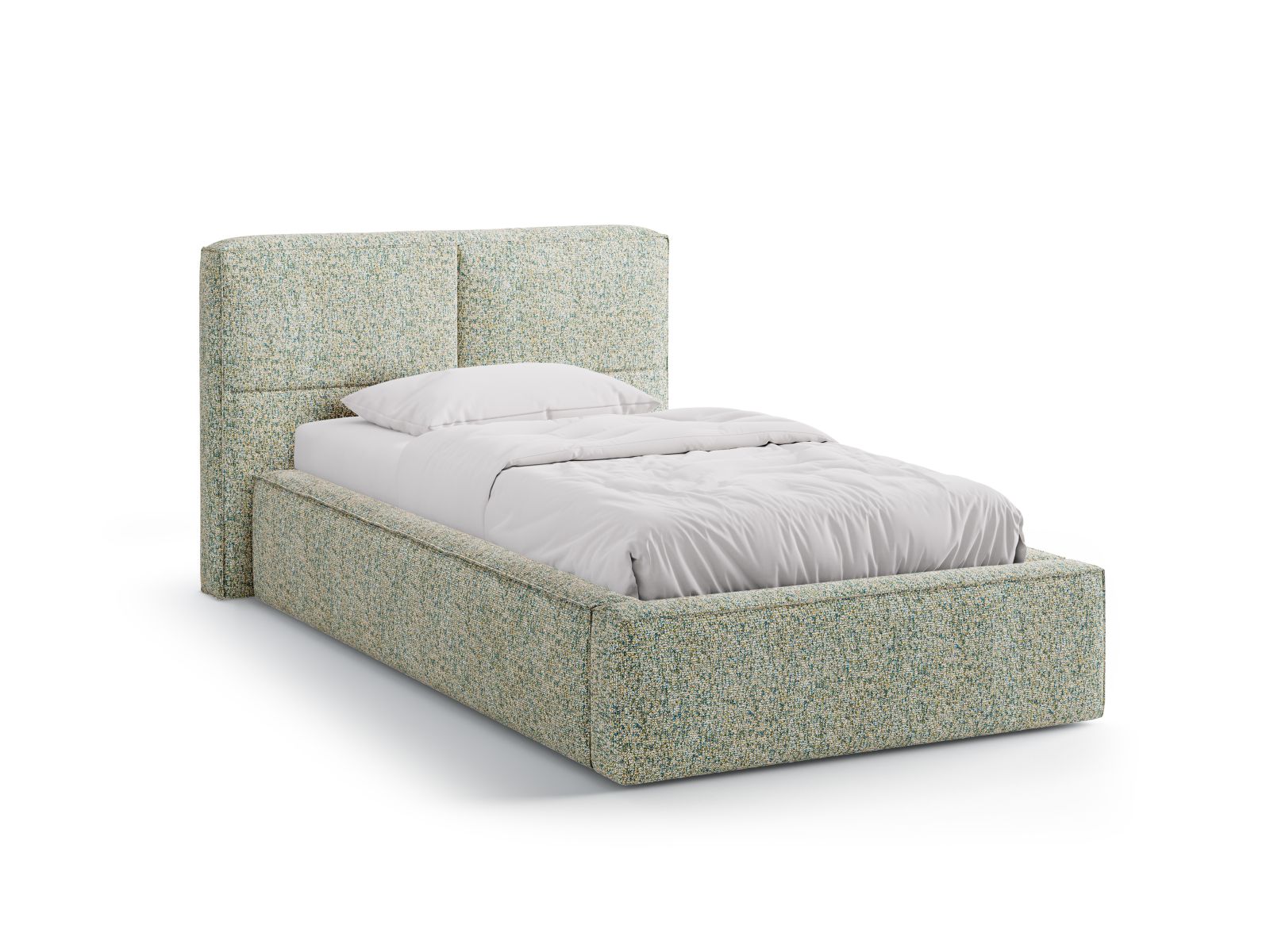 Darren Bett mit Stauraum mit Kopfteil 90cm in Moss Green Melange-Puente präsentiert im Onlineshop von KAQTU Design AG. Bett ist von Micadoni